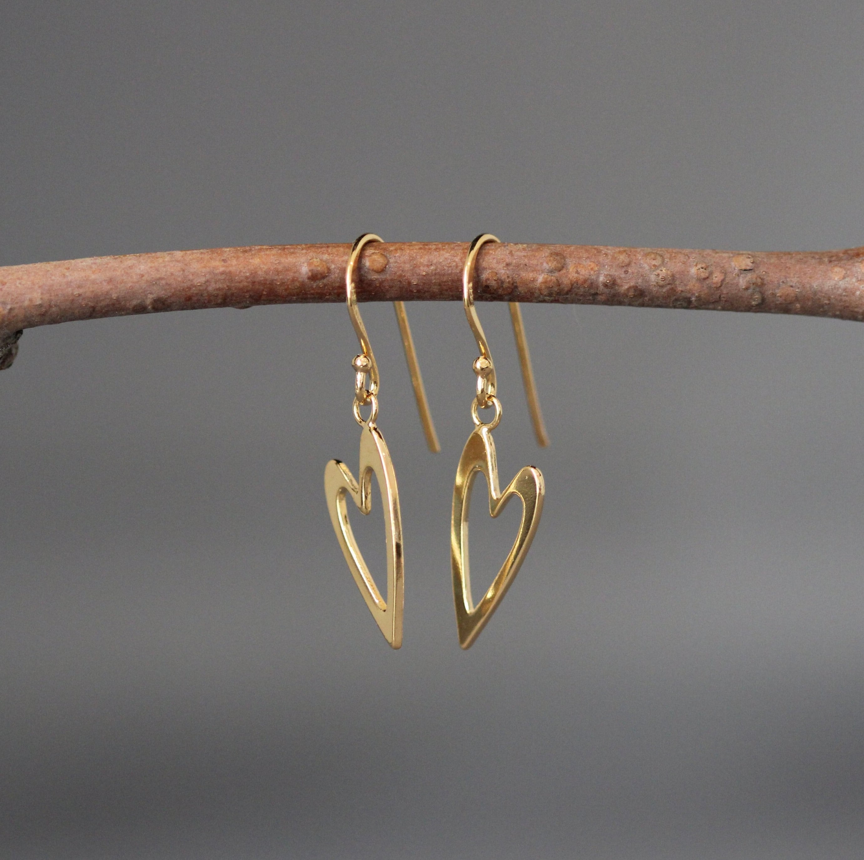 Gold Vermeil Open Heart Dangle Earrings