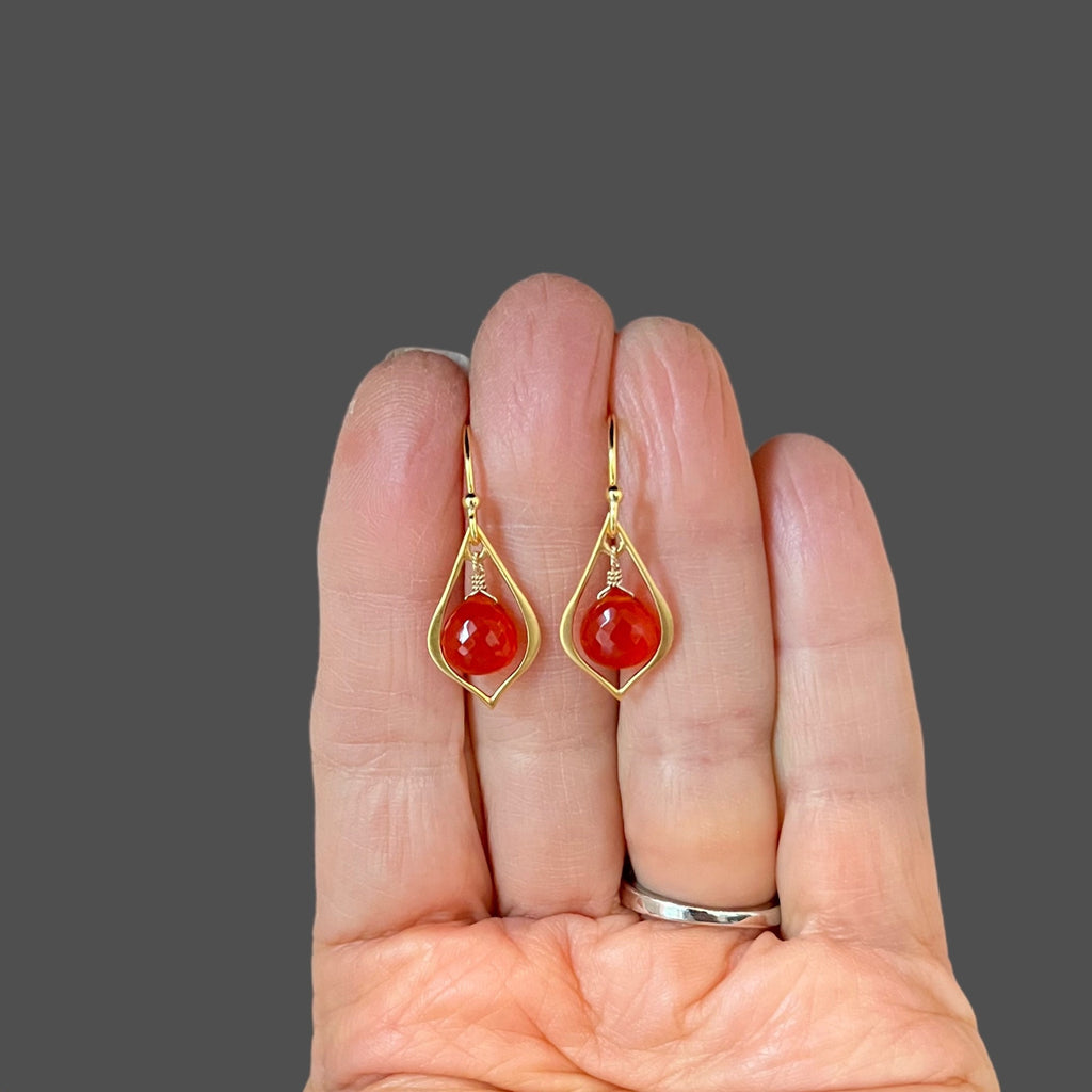 Carnelian and Gold Vermeil Chandelier Dangle Earrings