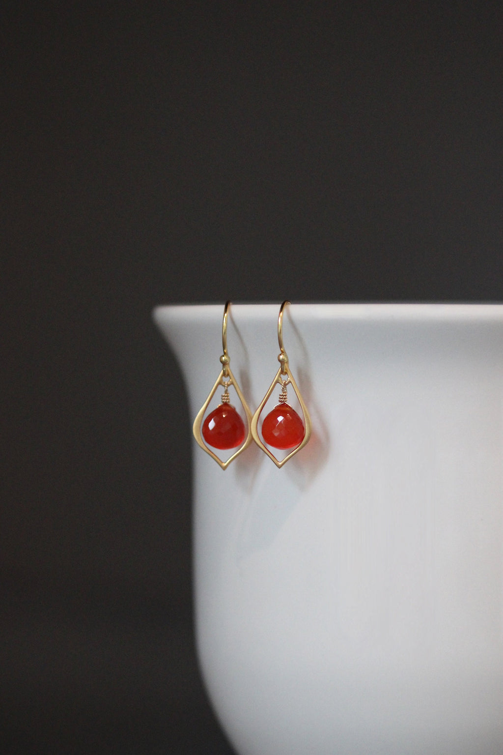 Carnelian and Gold Vermeil Chandelier Dangle Earrings