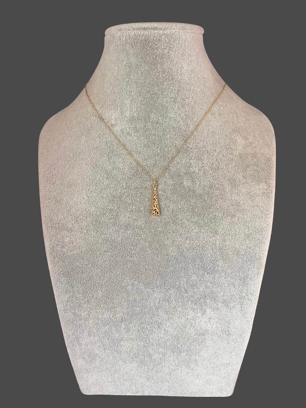 Gold Vermeil Filigree Charm Pendant Necklace