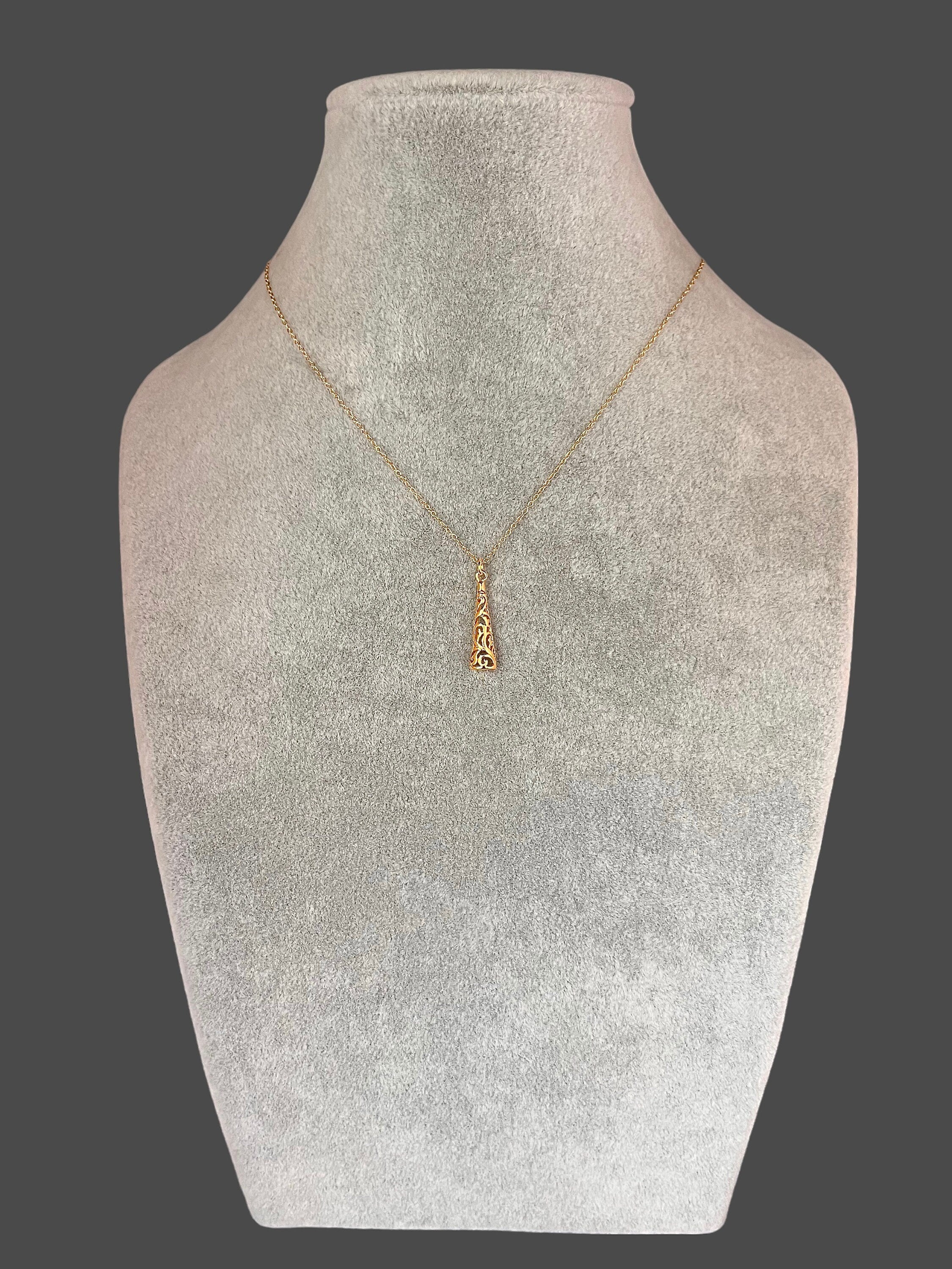 Gold Vermeil Filigree Charm Pendant Necklace
