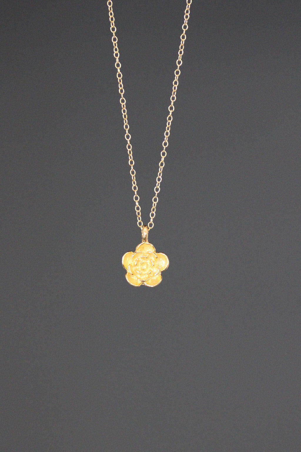 Small Three-Dimensional Gold Vermeil Flower Charm Pendant Necklace