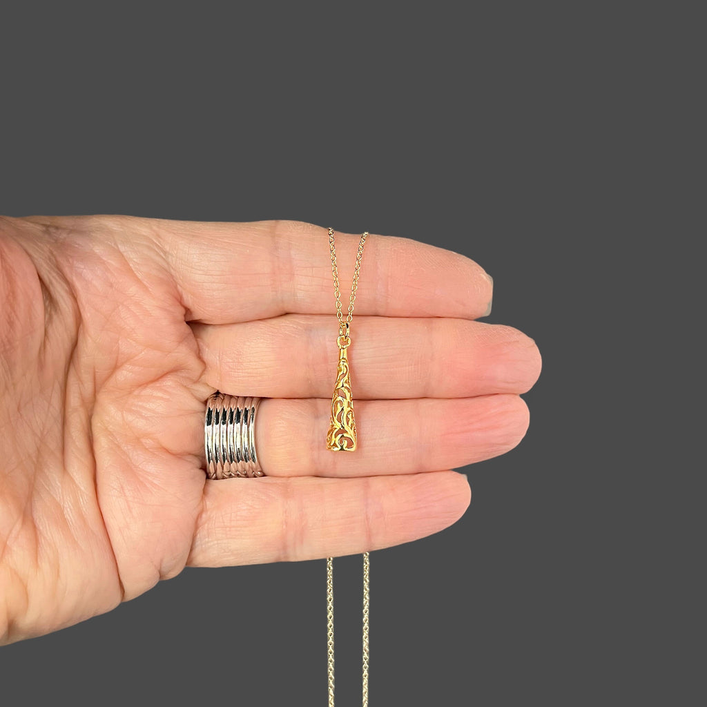 Gold Vermeil Filigree Charm Pendant Necklace