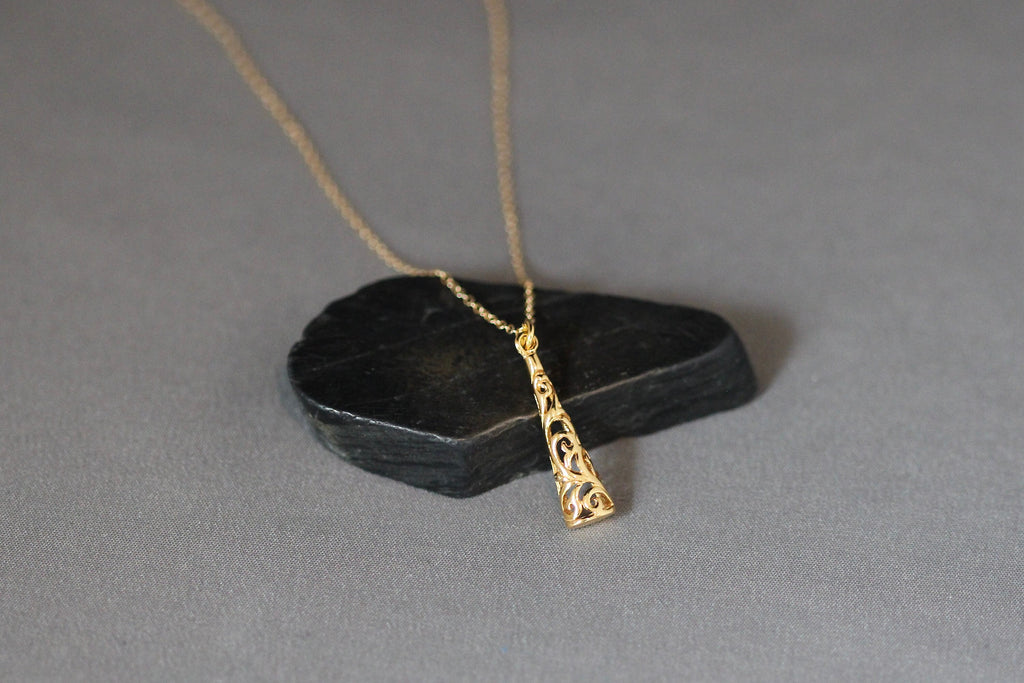 Gold Vermeil Filigree Charm Pendant Necklace