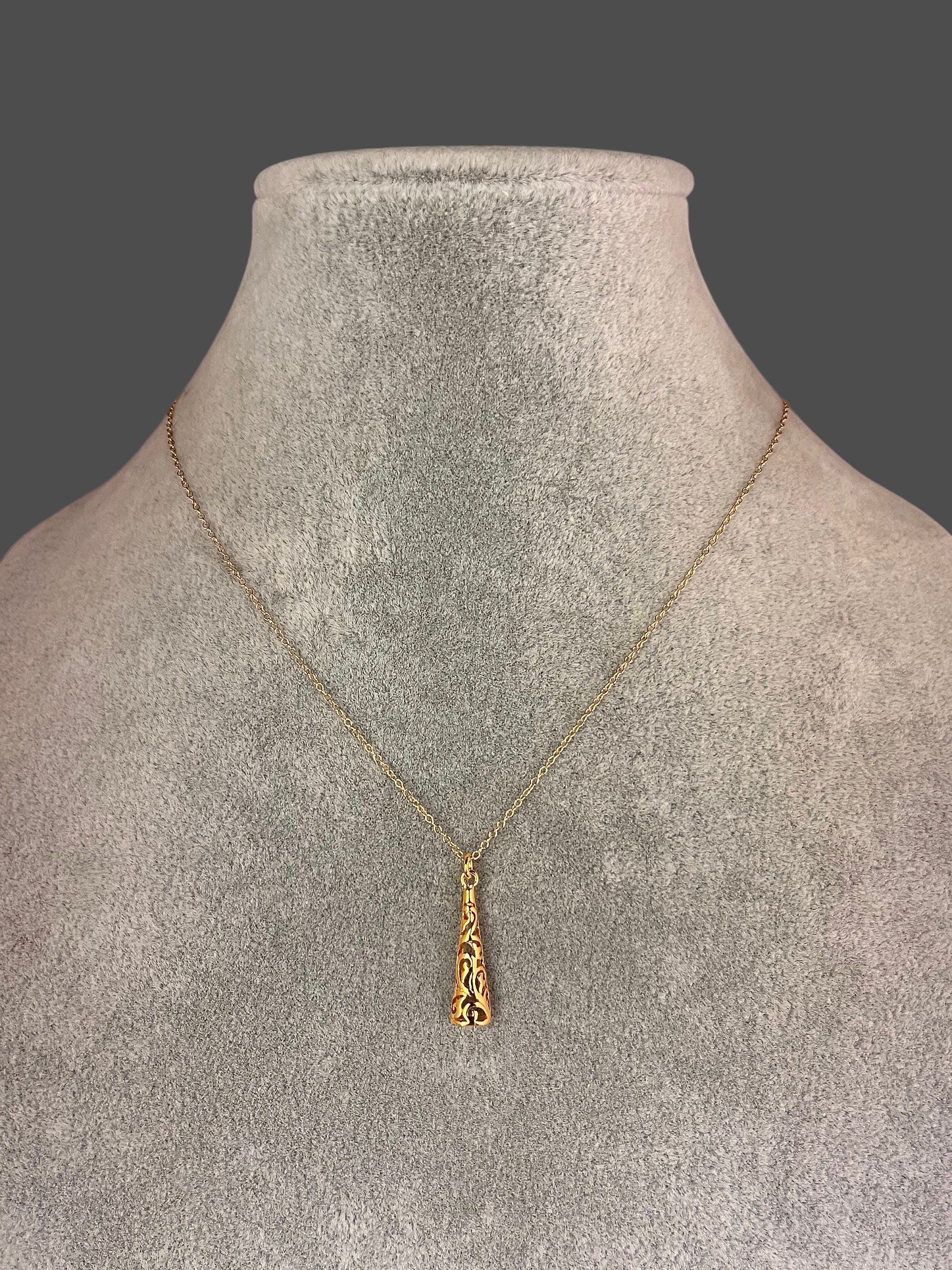 Gold Vermeil Filigree Charm Pendant Necklace