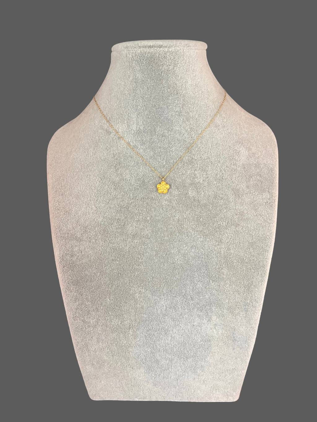 Small Three-Dimensional Gold Vermeil Flower Charm Pendant Necklace
