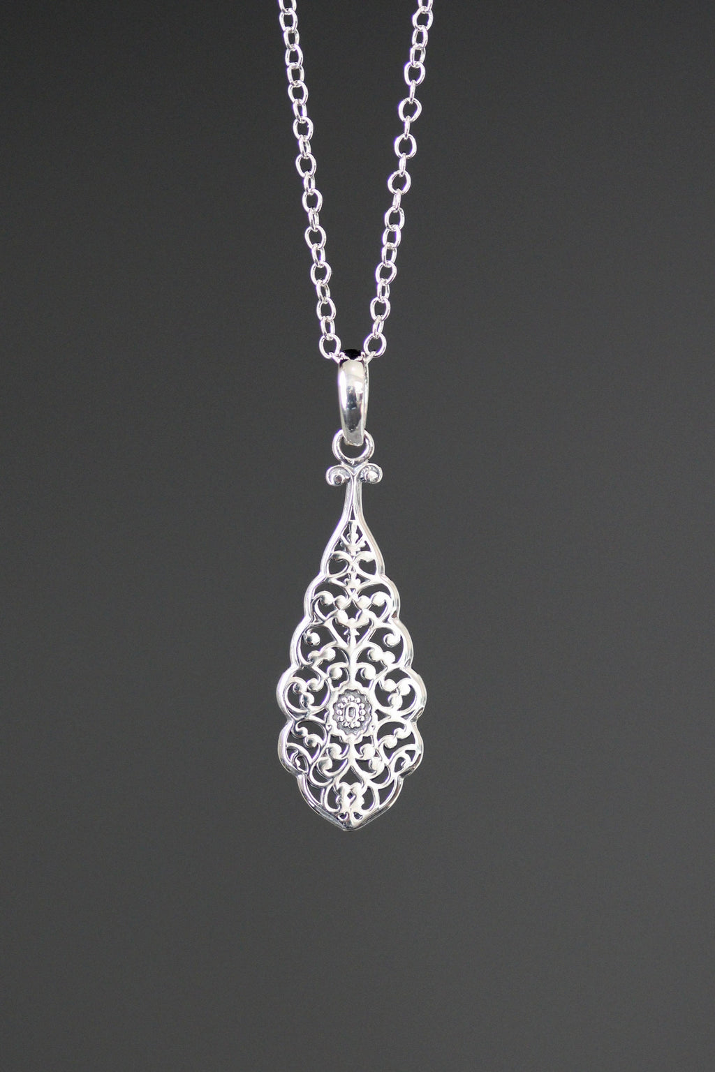 Gold Vermeil Filigree Teardrop Pendant Necklace on Gold Filled Chain