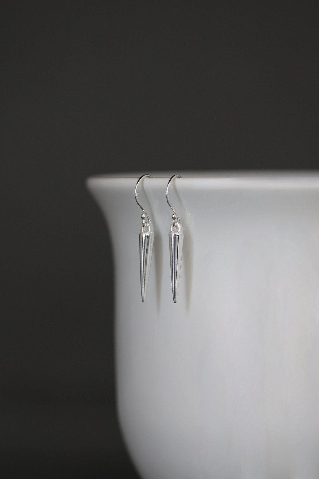 Sterling Silver Spike Charm Dangle Earrings