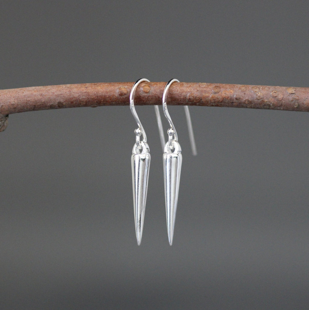 Sterling Silver Spike Charm Dangle Earrings