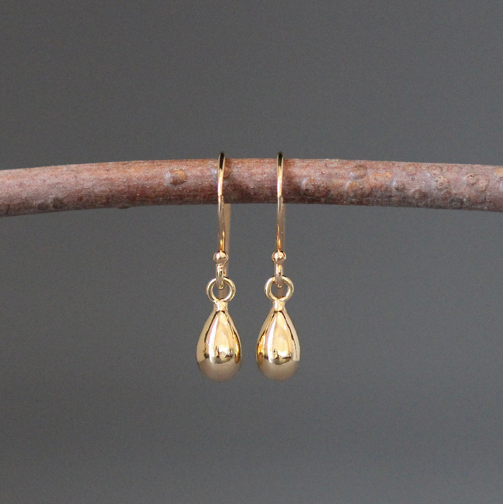 Petite Teardrop Charm Dangle Earrings in Sterling Silver