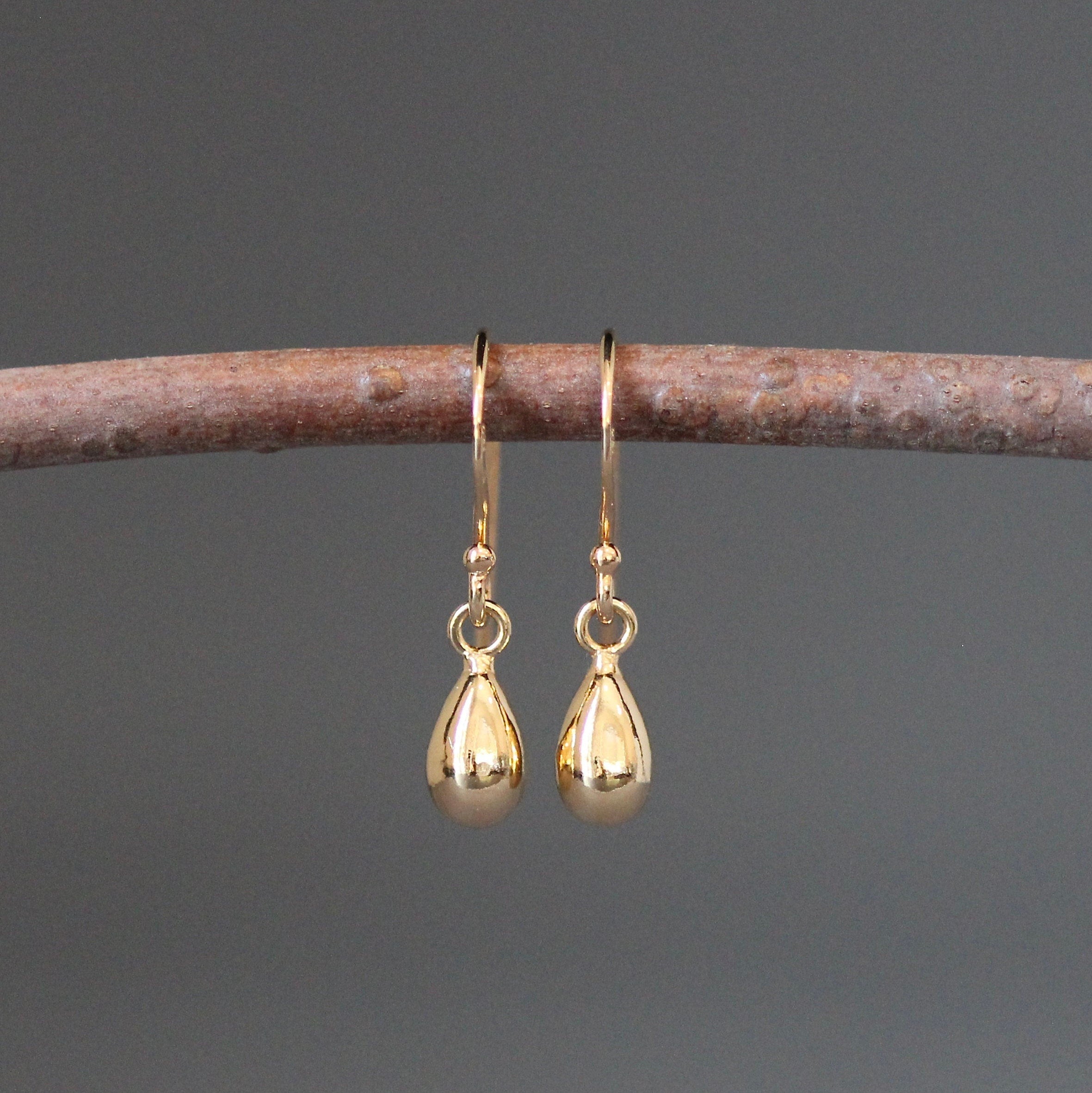 Petite Teardrop Charm Dangle Earrings in Sterling Silver