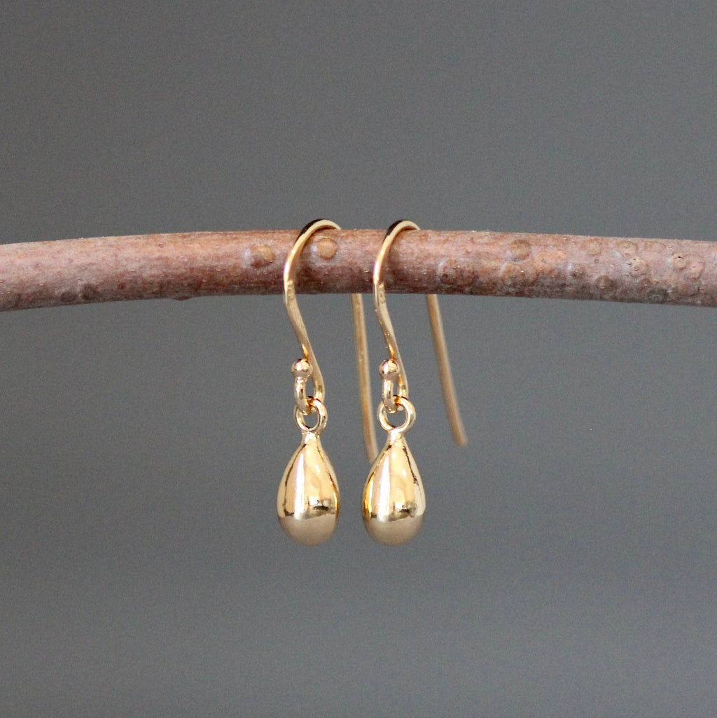 Gold Vermeil Teardrop Charm Dangle Earrings