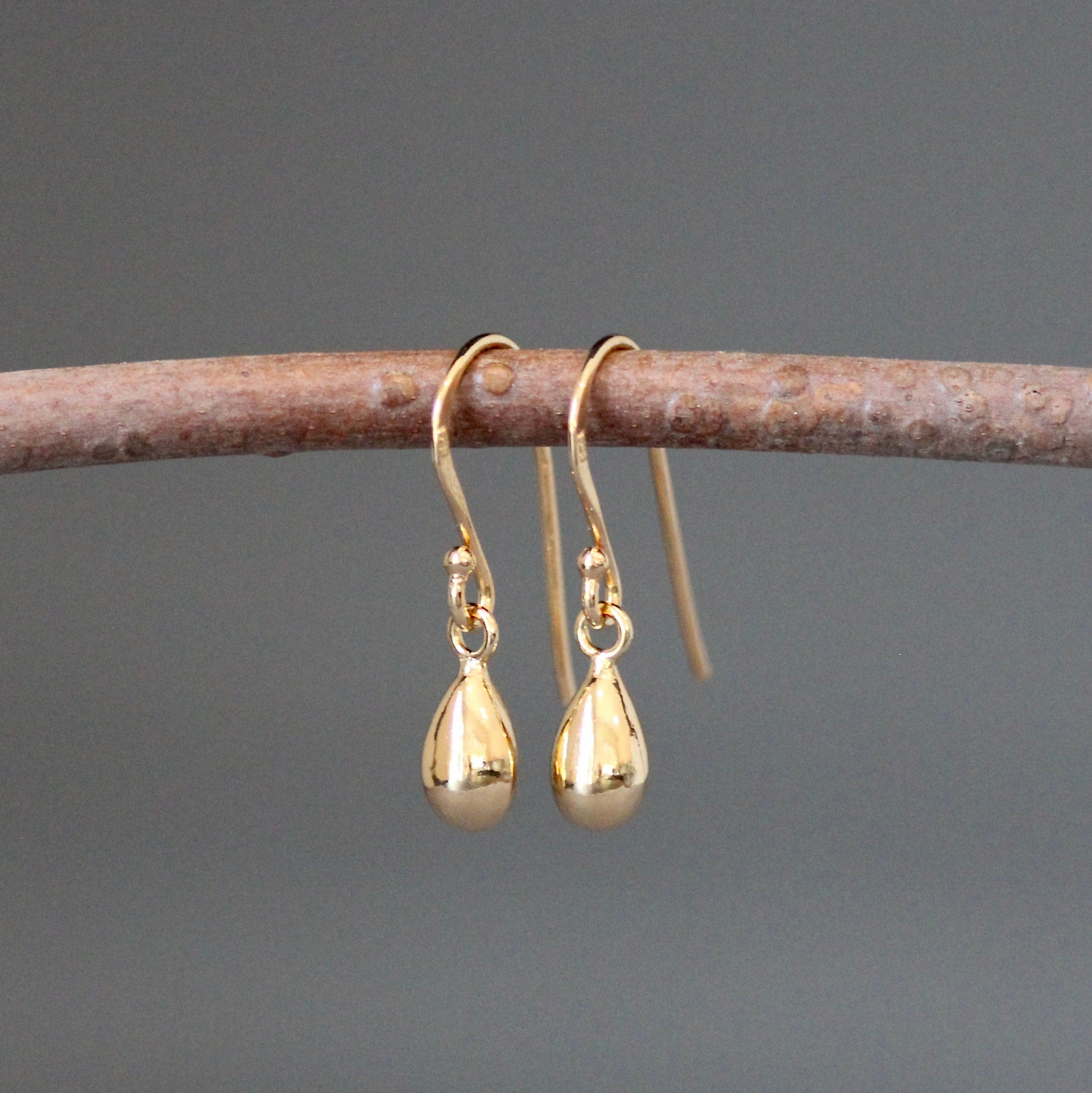 Gold Vermeil Teardrop Charm Dangle Earrings