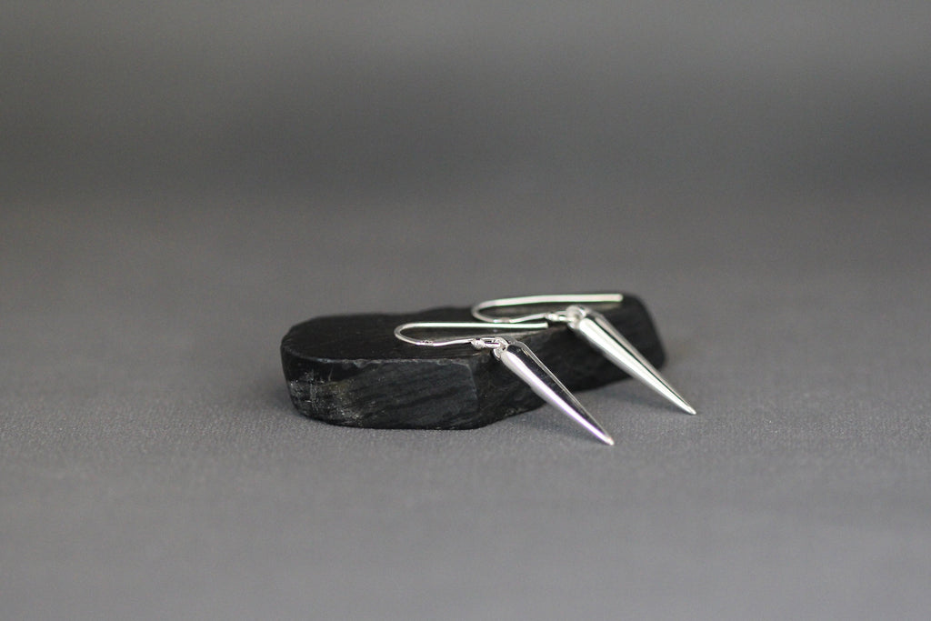 Sterling Silver Spike Charm Dangle Earrings
