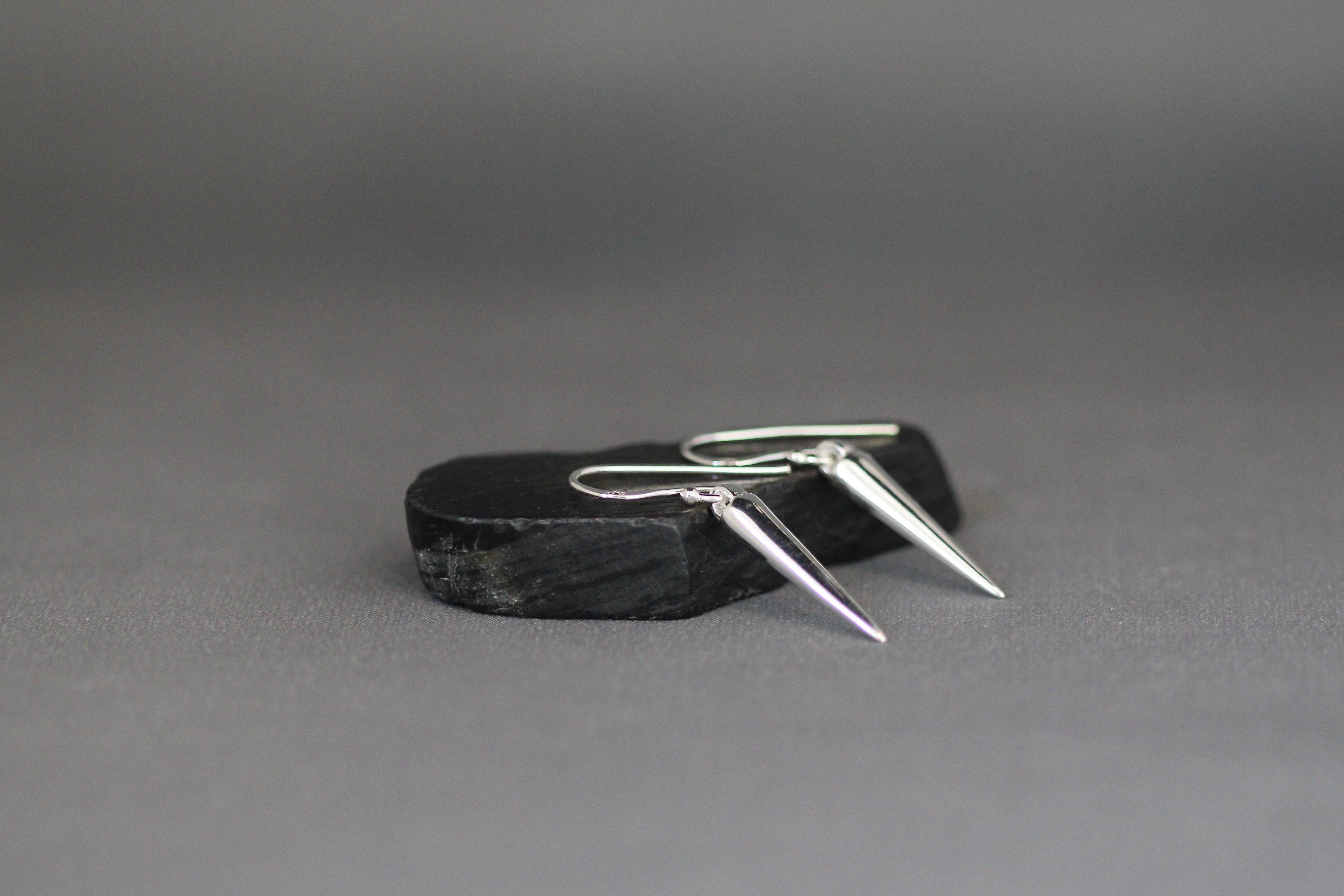 Sterling Silver Spike Charm Dangle Earrings