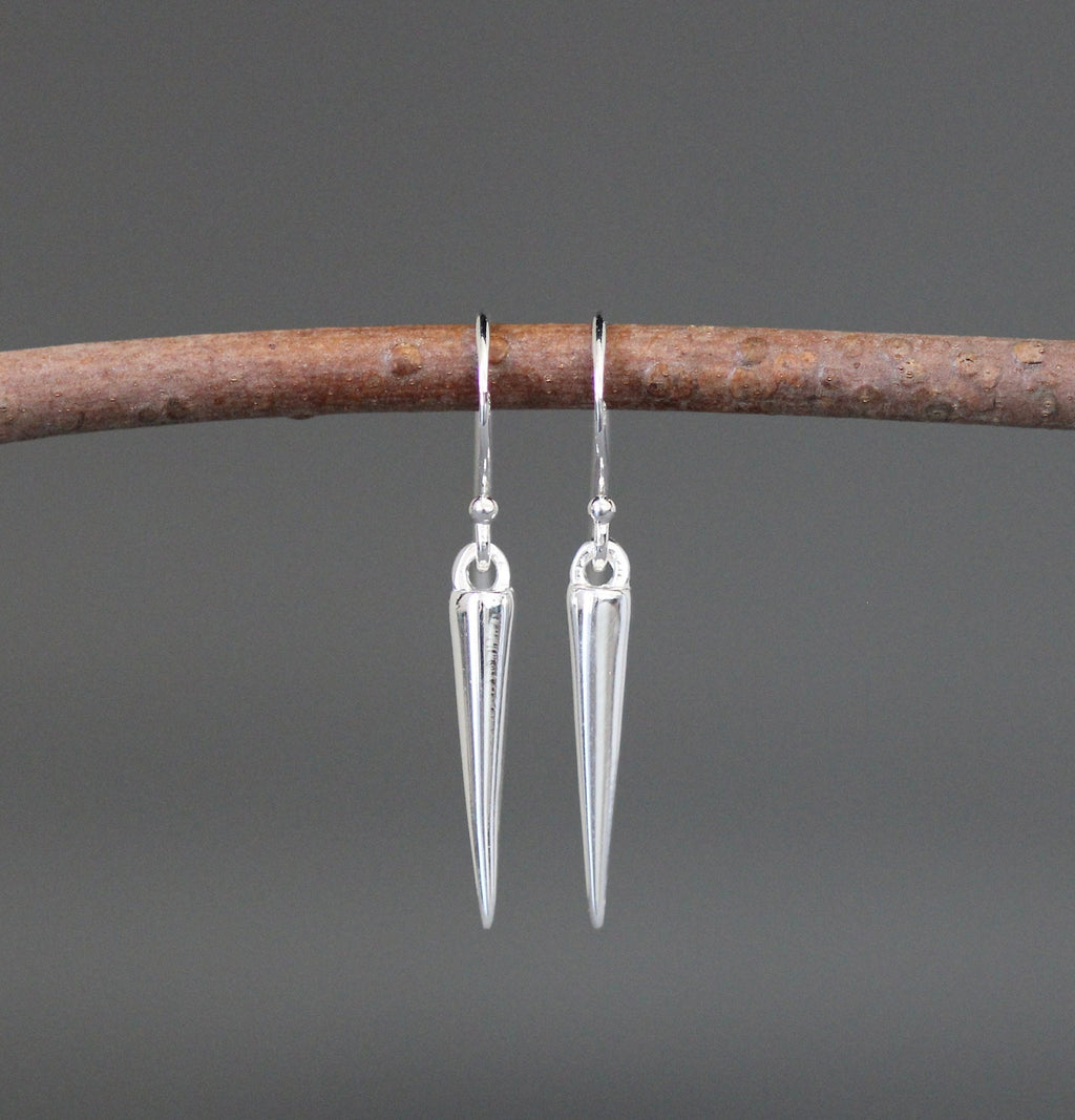 Sterling Silver Spike Charm Dangle Earrings