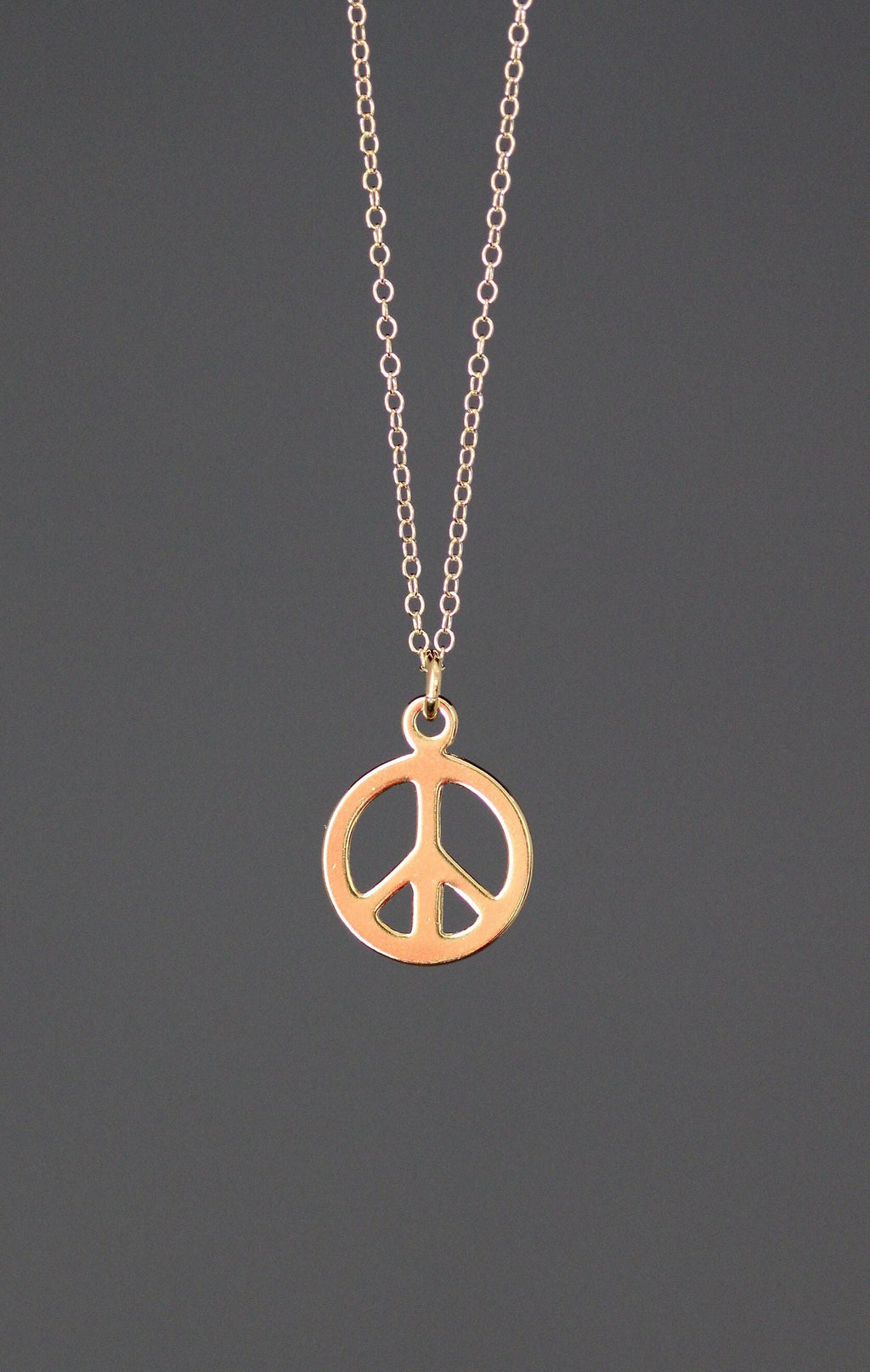 Gold Vermeil Peace Sign Charm Pendant Necklace