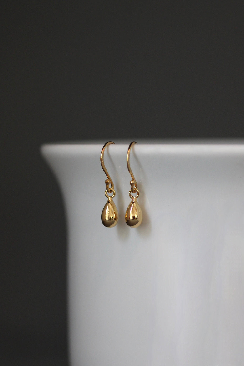 Gold Vermeil Teardrop Charm Dangle Earrings