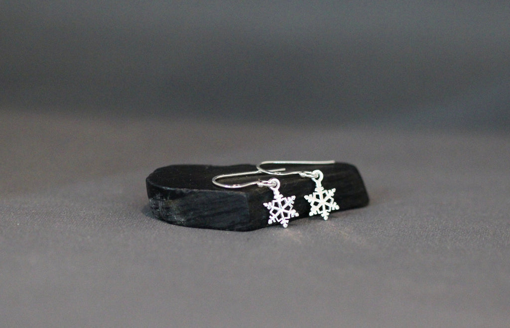 Sterling Silver Snowflake Charm Dangle Earrings