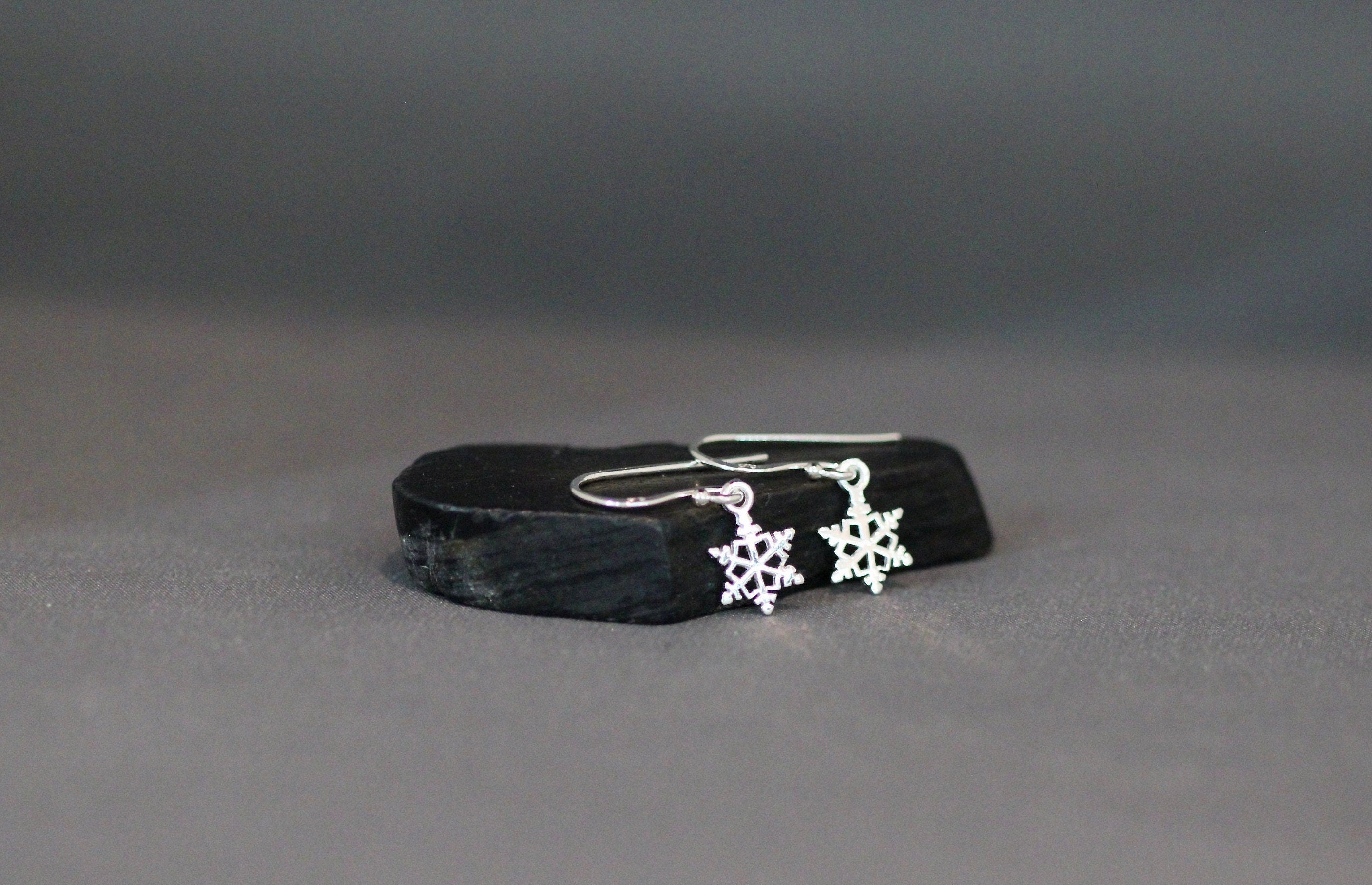 Sterling Silver Snowflake Charm Dangle Earrings