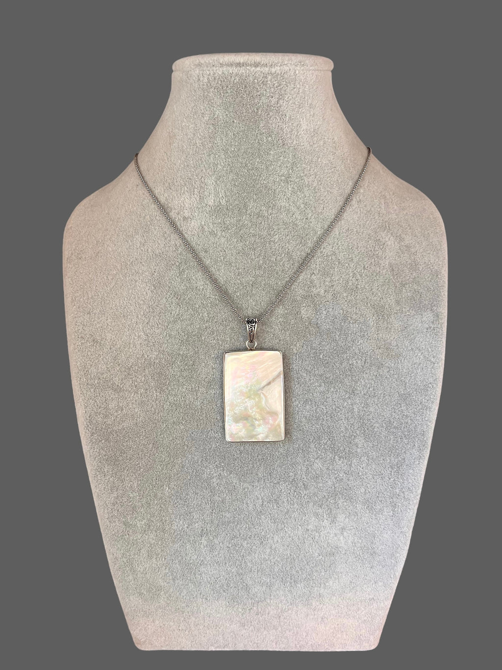 Reversible Abalone and Mother of Pearl Bali Silver Pendant Necklace