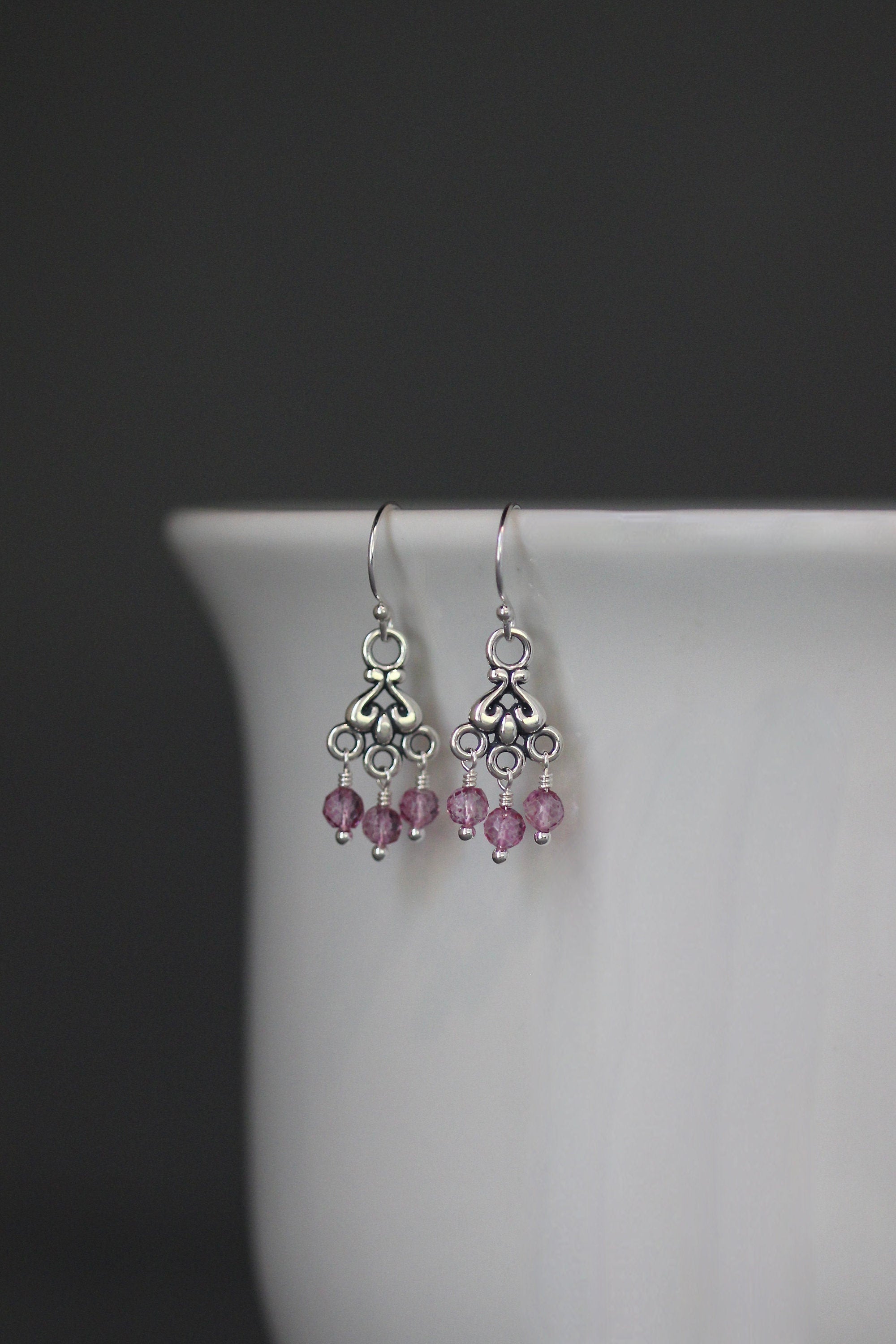 Hot Pink Quartz Chandelier Earrings with Bali Sterling Silver Links