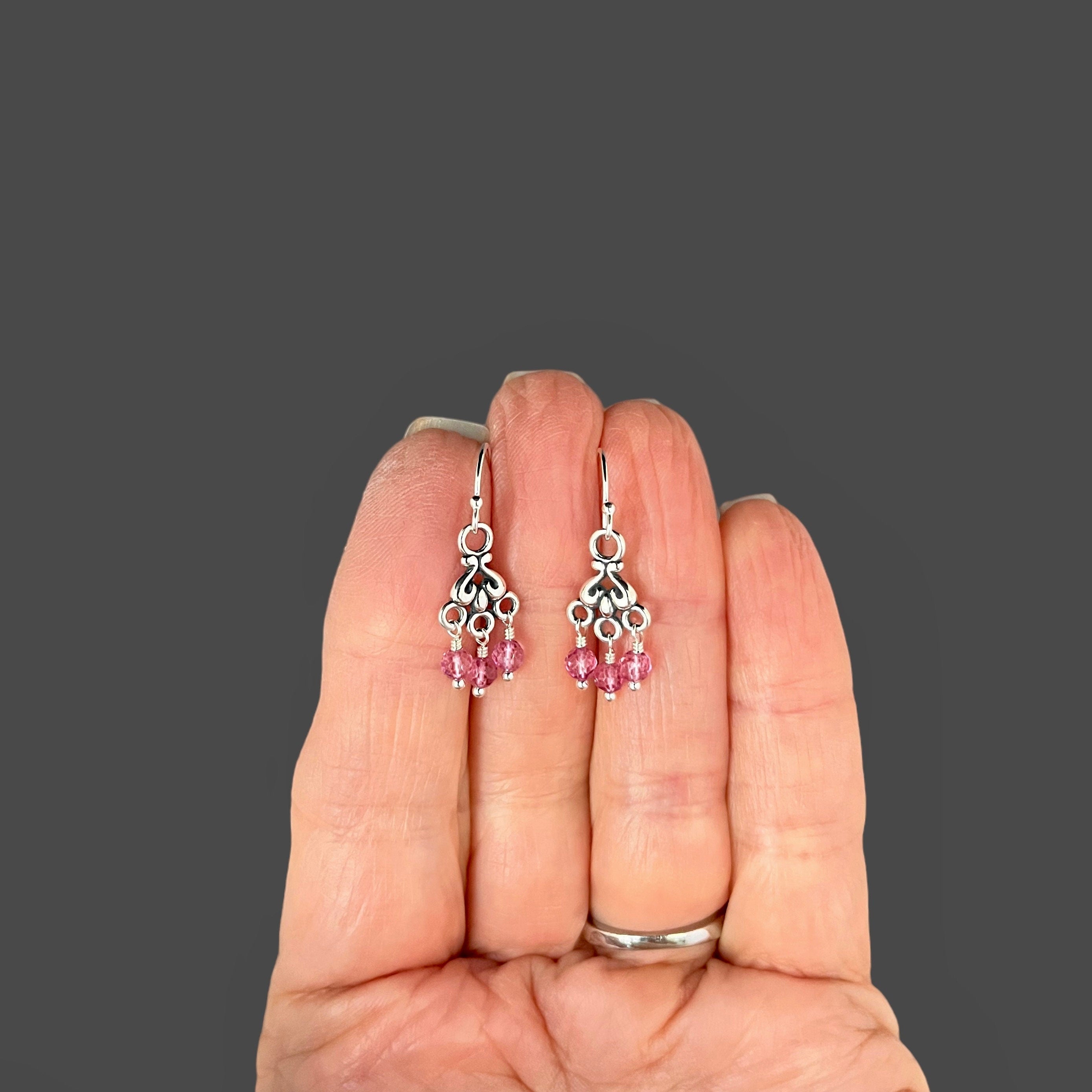 Hot Pink Quartz Chandelier Earrings with Bali Sterling Silver Links