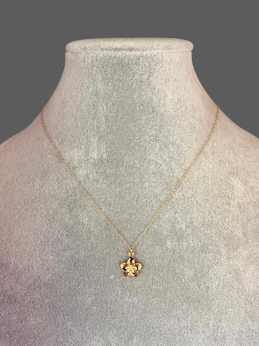 Gold Vermeil Plumeria Flower Pendant on Gold Filled Chain