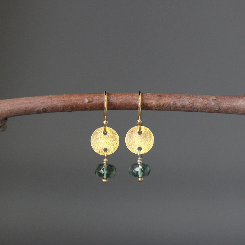 Green Apatite Button Stone Jewelry Set