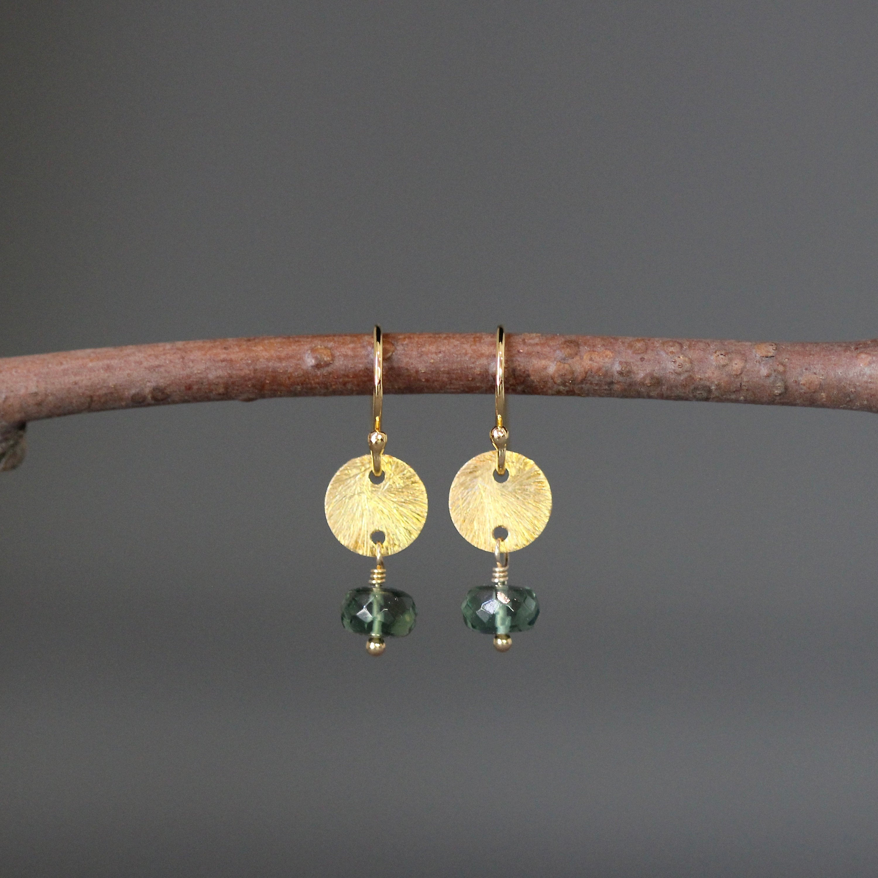 Green Apatite Button Stone Jewelry Set
