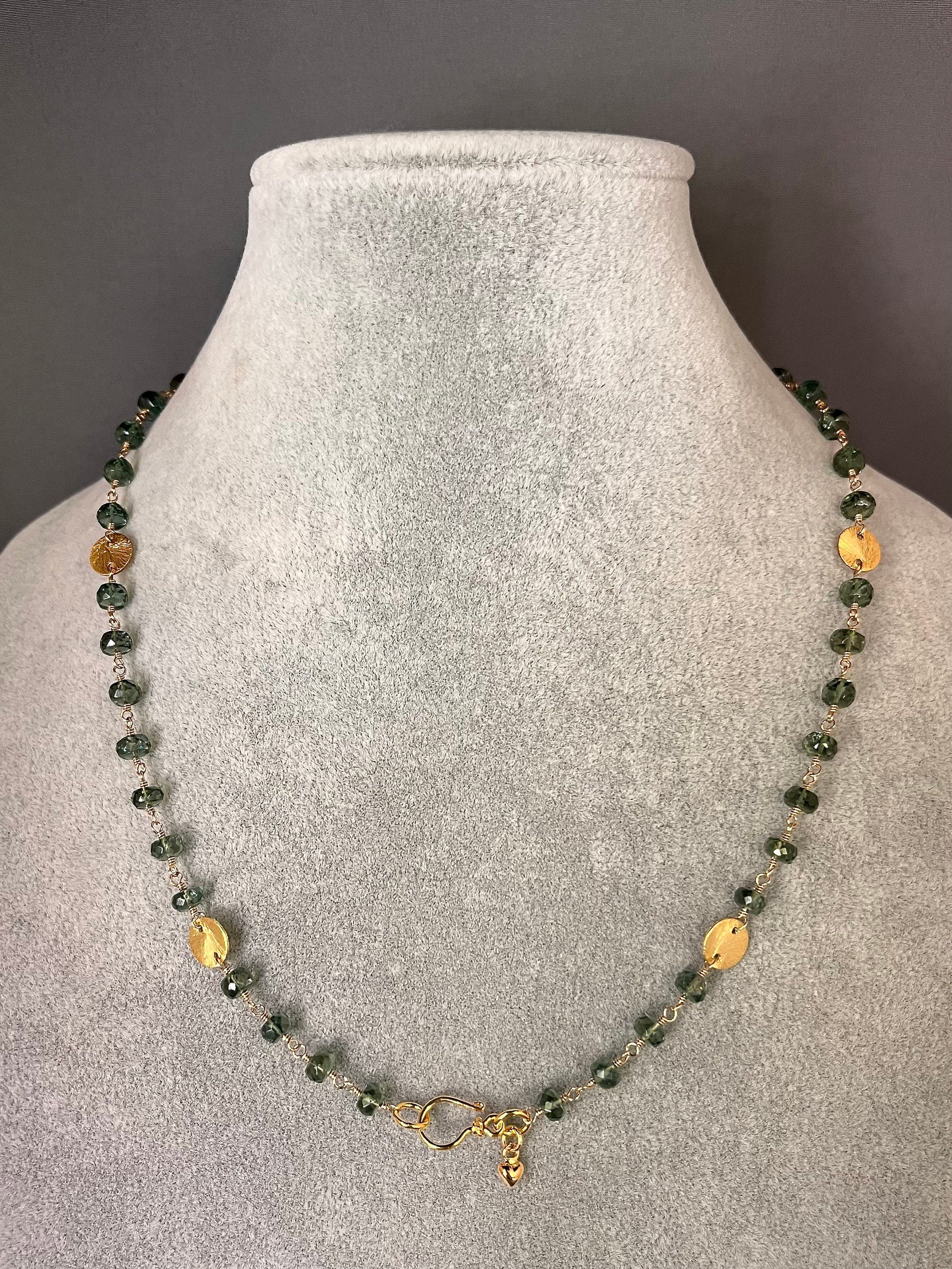 Green Apatite Button Stone Jewelry Set
