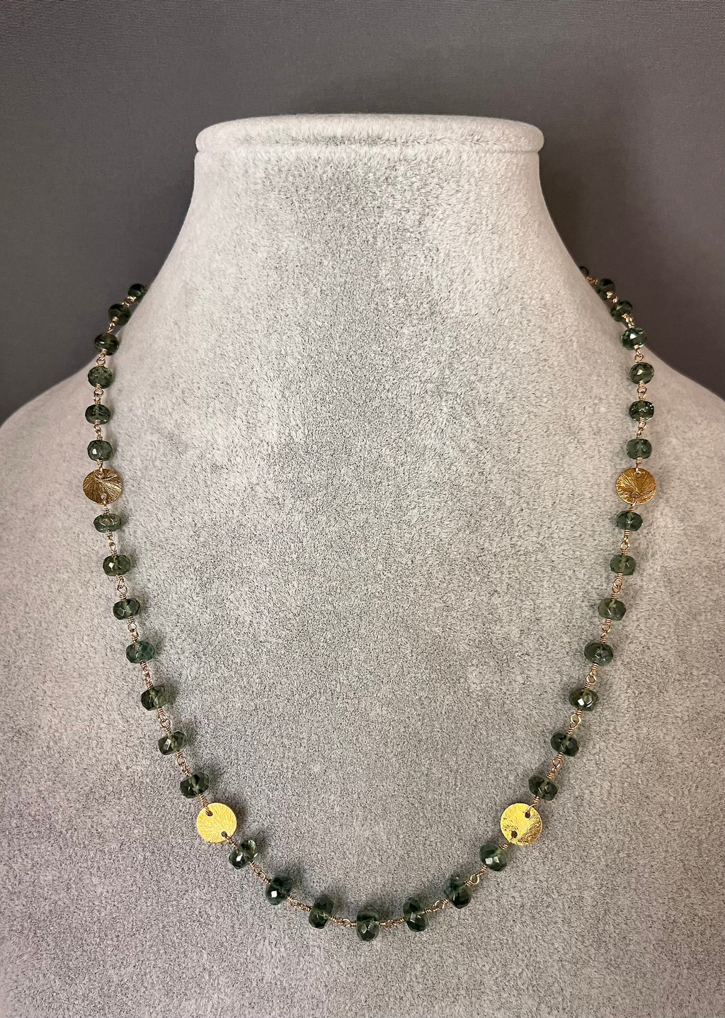 Green Apatite Button Stone Jewelry Set