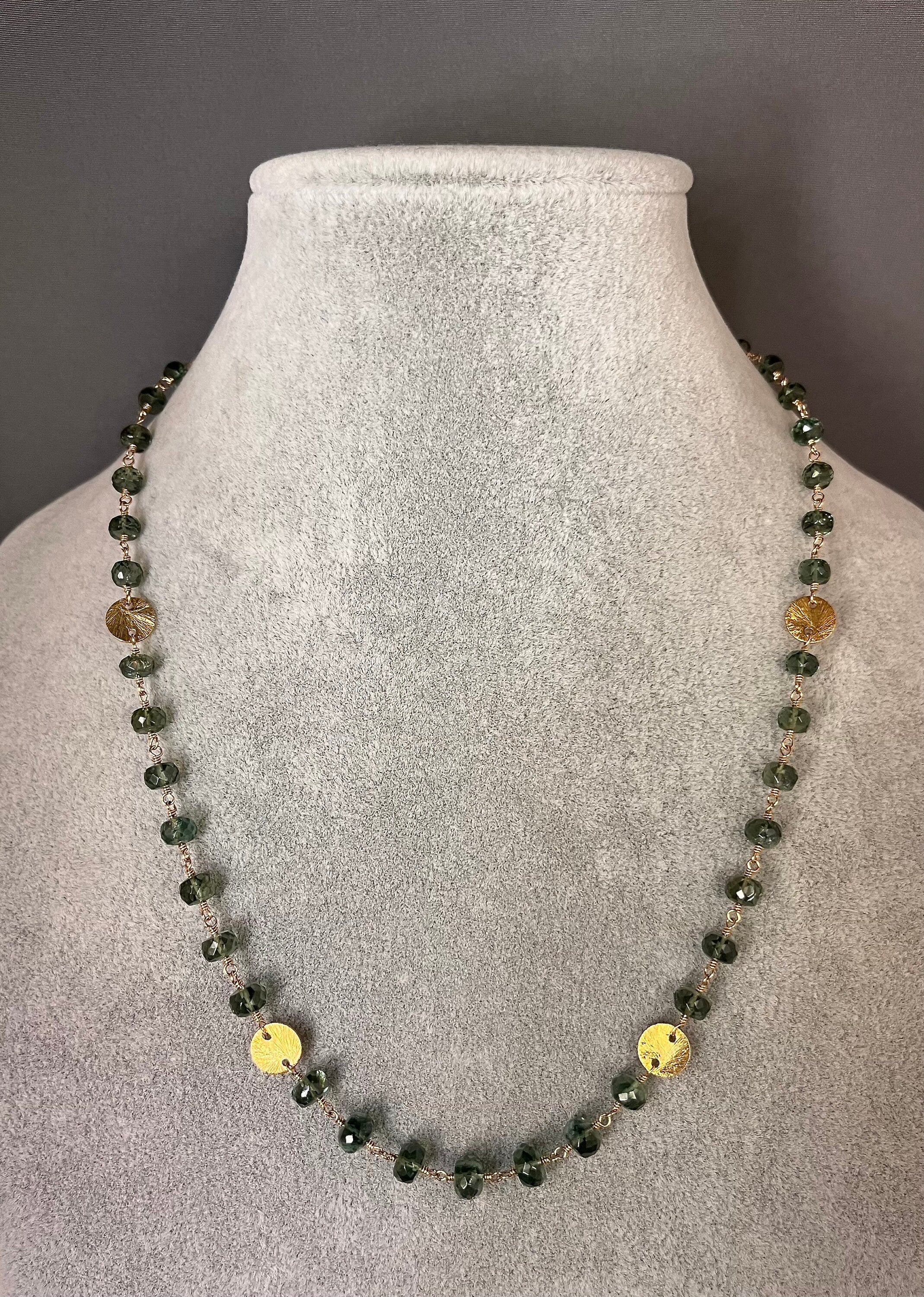 Green Apatite Button Stone Jewelry Set