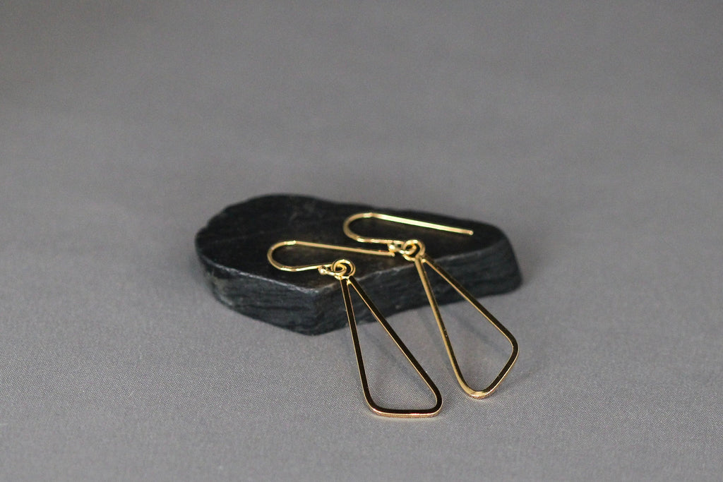 Gold Vermeil Geometric Triangle Dangle Earrings