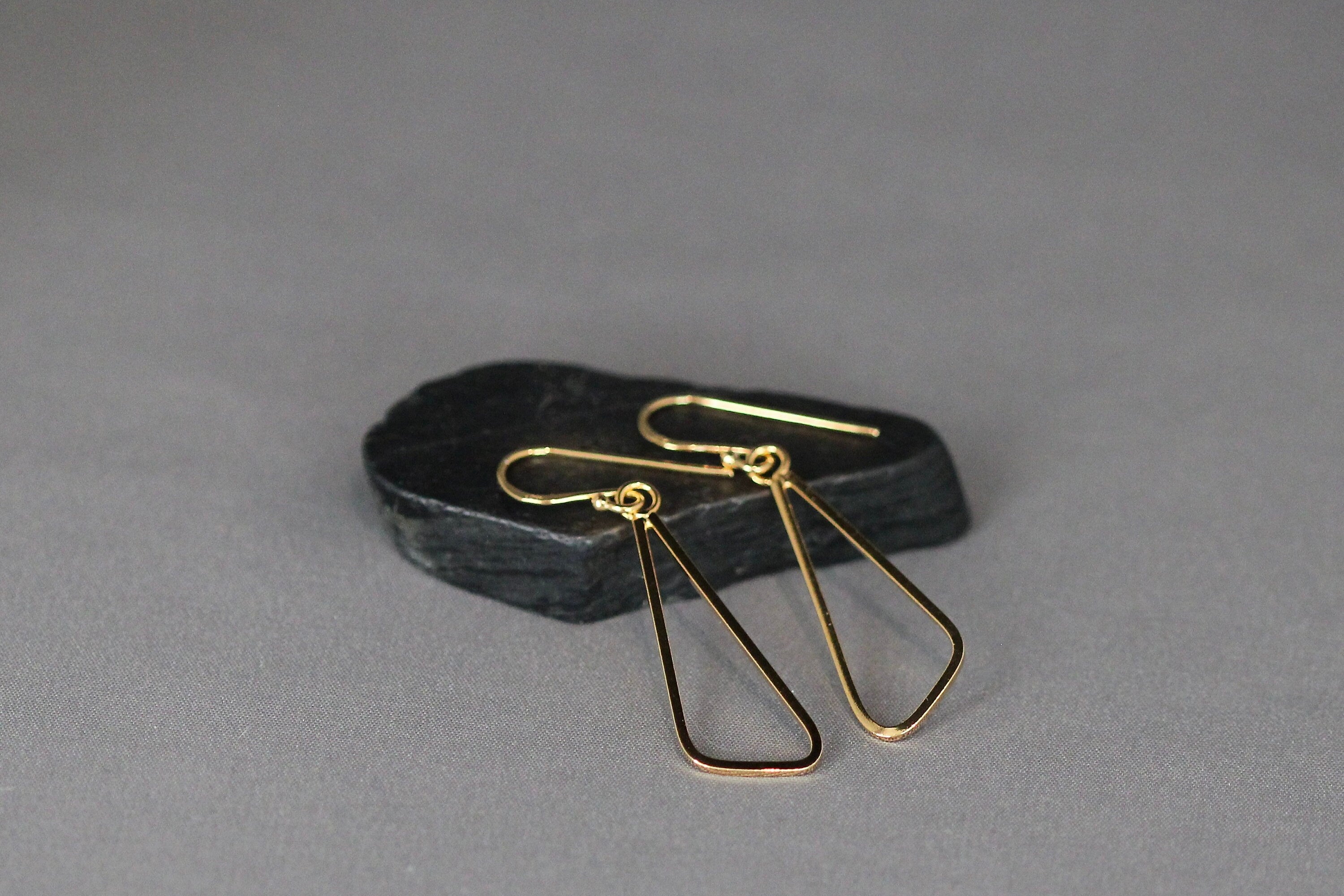 Gold Vermeil Geometric Triangle Dangle Earrings