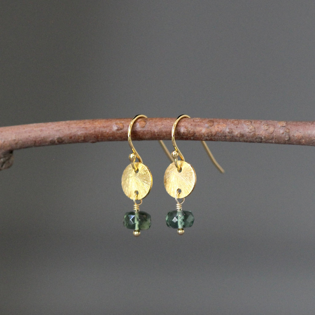 Green Apatite Button Stone Jewelry Set