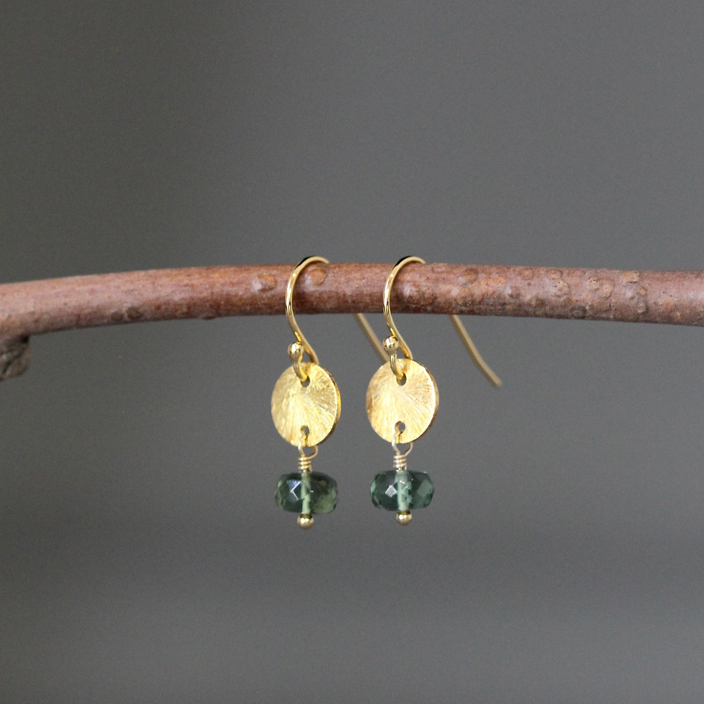 Green Apatite Button Stone Jewelry Set