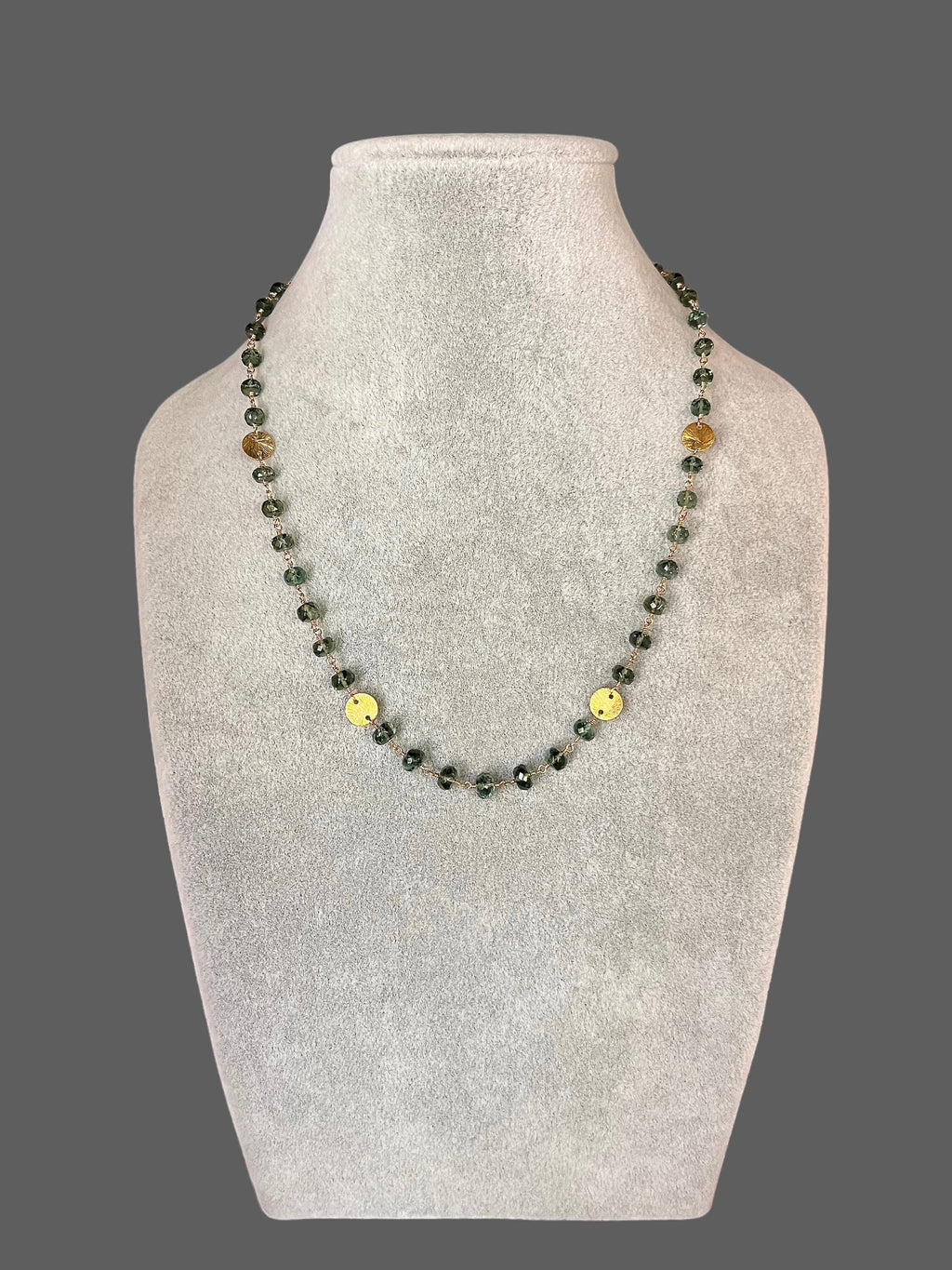 Green Apatite Button Stone Jewelry Set