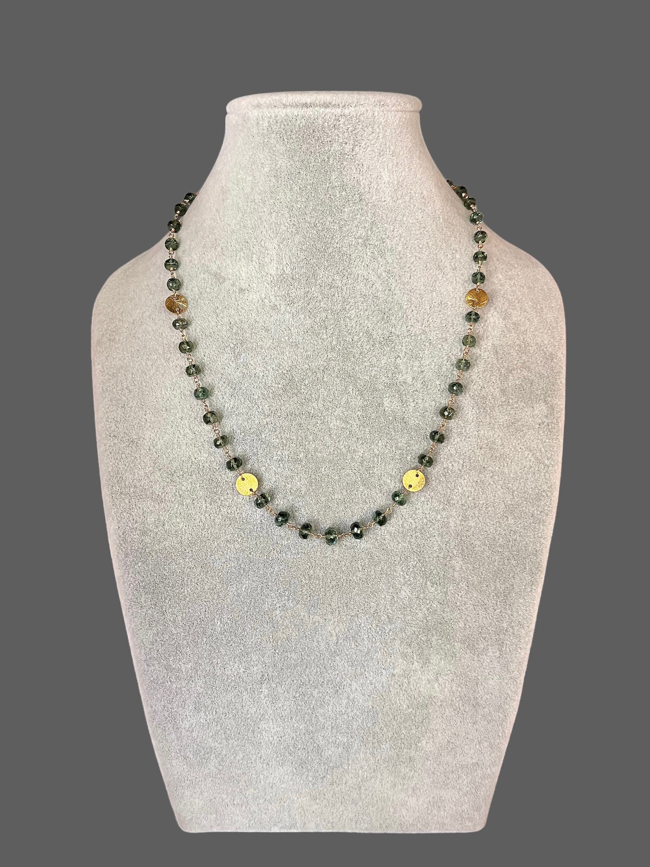 Green Apatite Button Stone Jewelry Set
