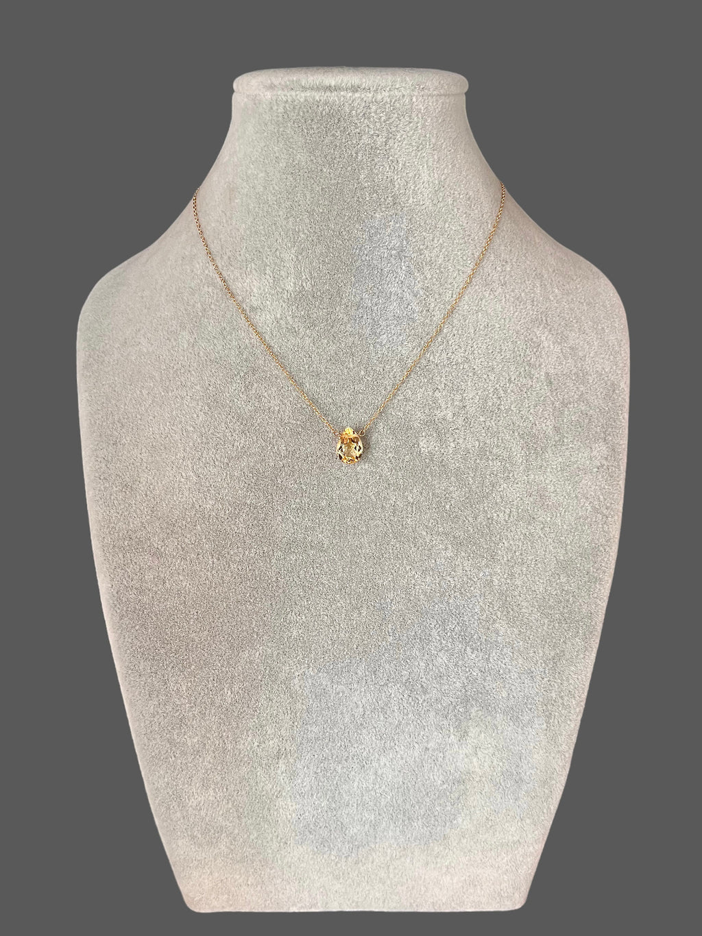 Citrine Pear-Shaped Gemstone Pendant Necklace in Gold