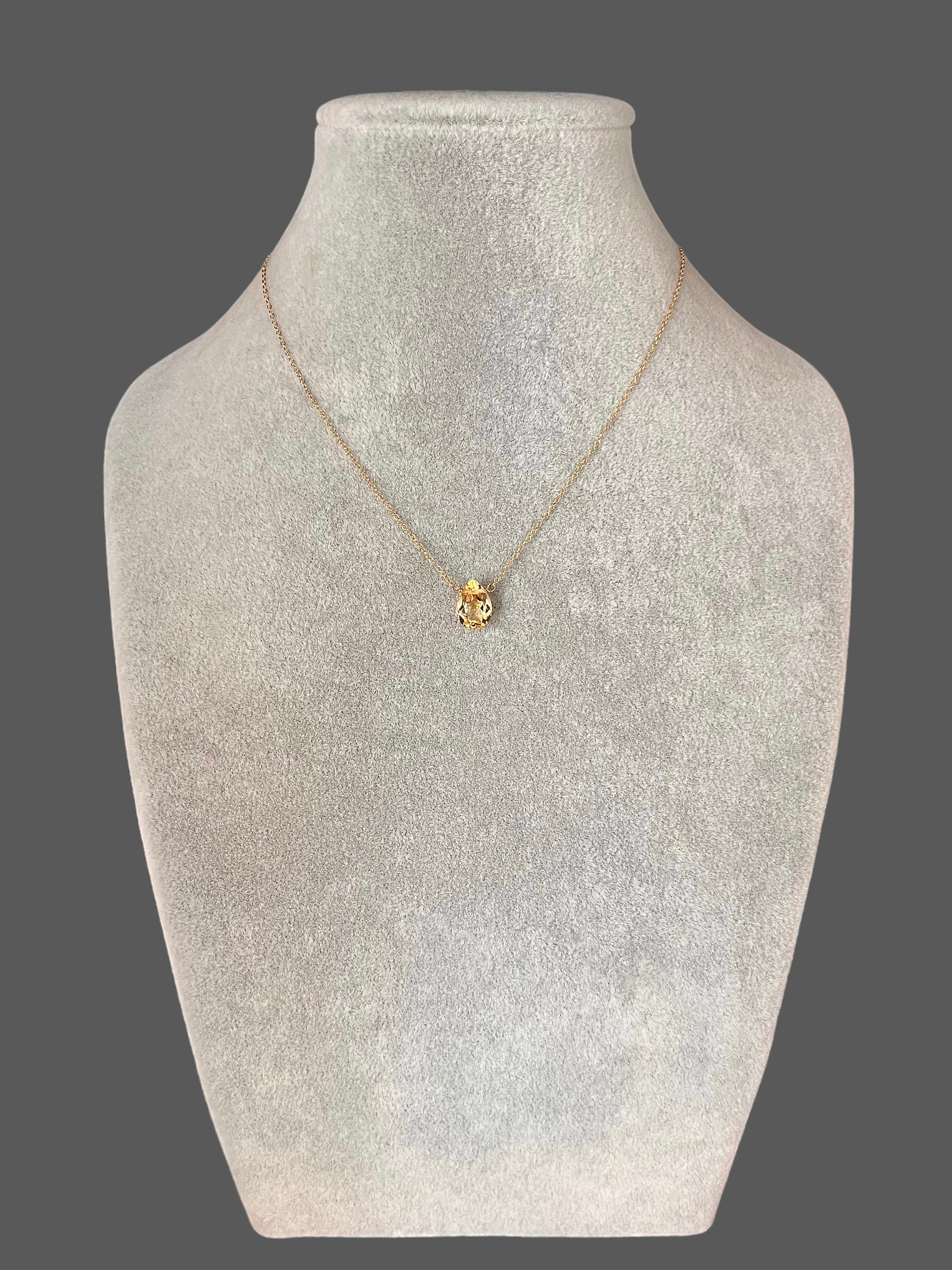 Citrine Pear-Shaped Gemstone Pendant Necklace in Gold