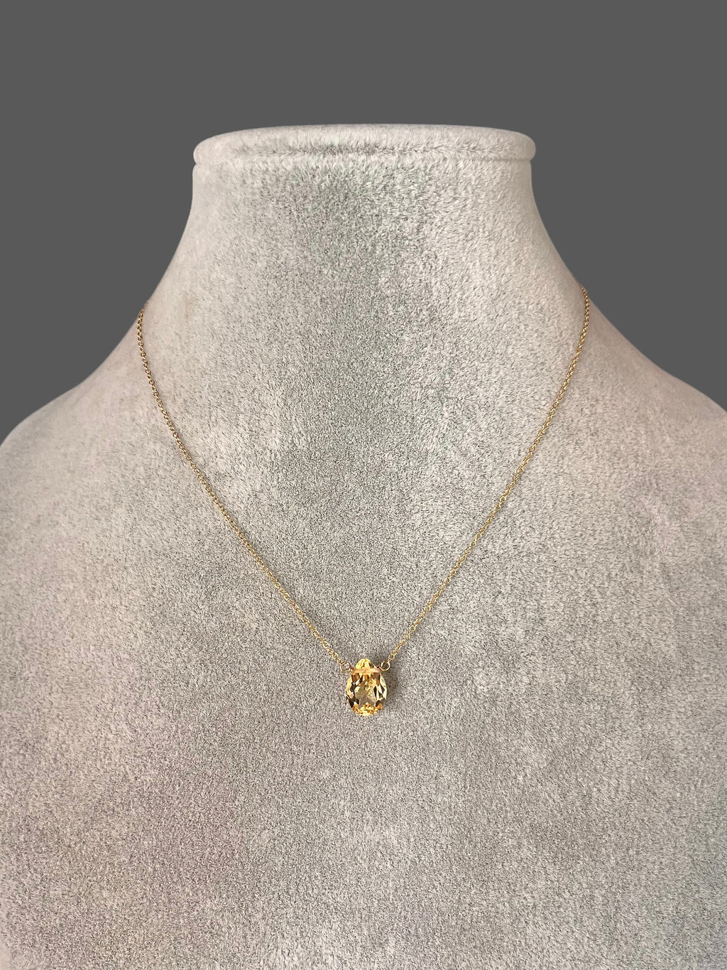 Citrine Pear-Shaped Gemstone Pendant Necklace in Gold
