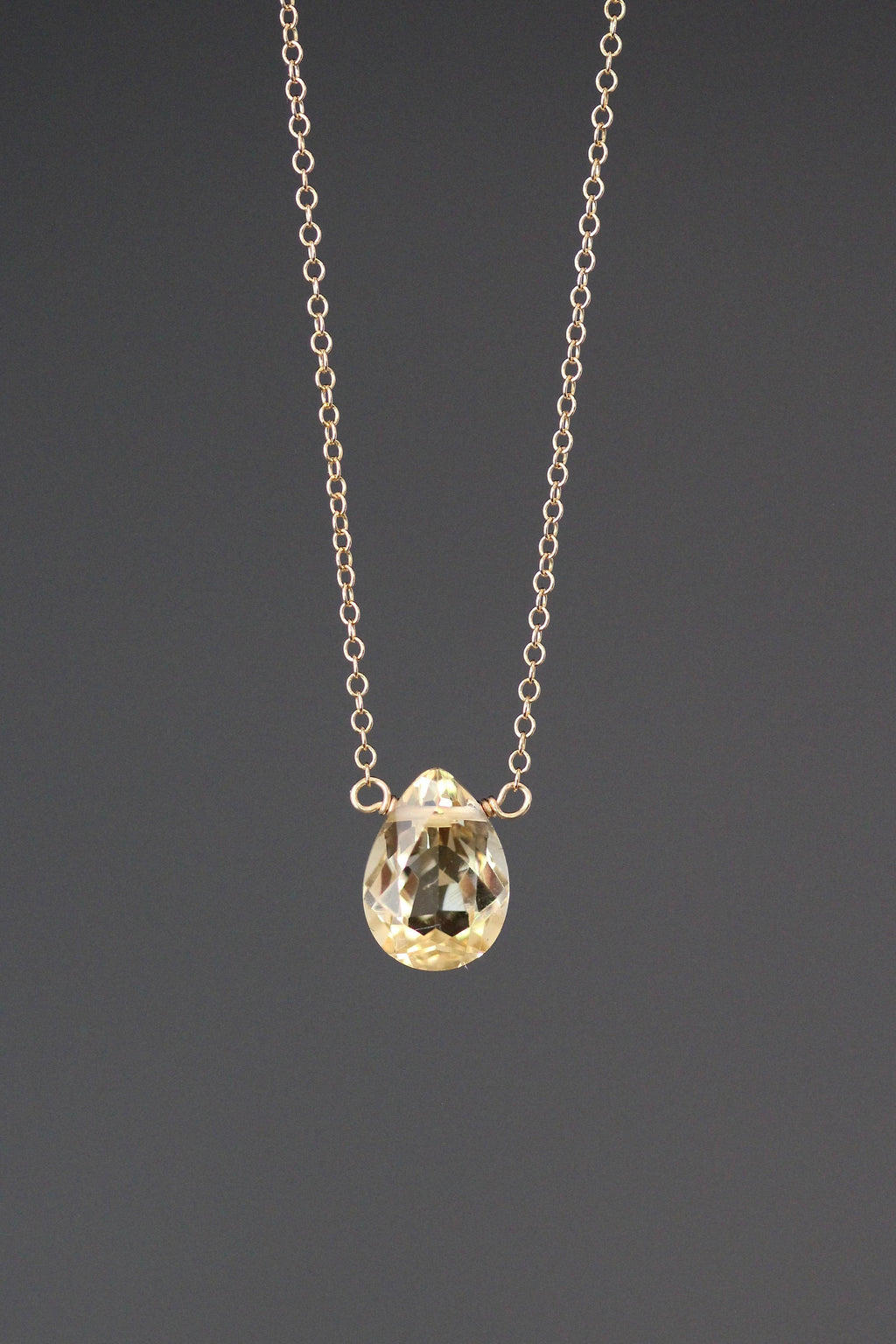 Citrine Pear-Shaped Gemstone Pendant Necklace in Gold