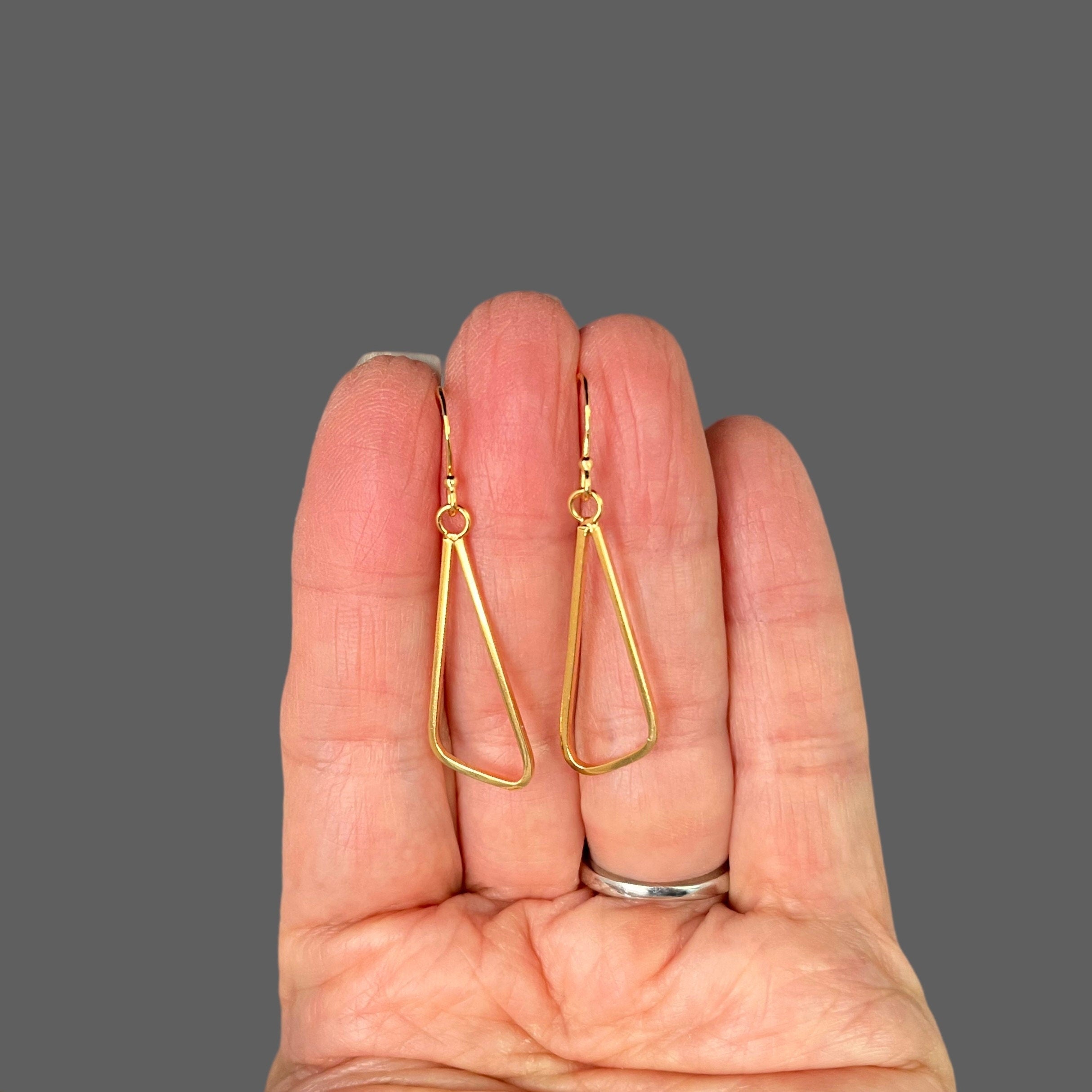 Gold Vermeil Geometric Triangle Dangle Earrings