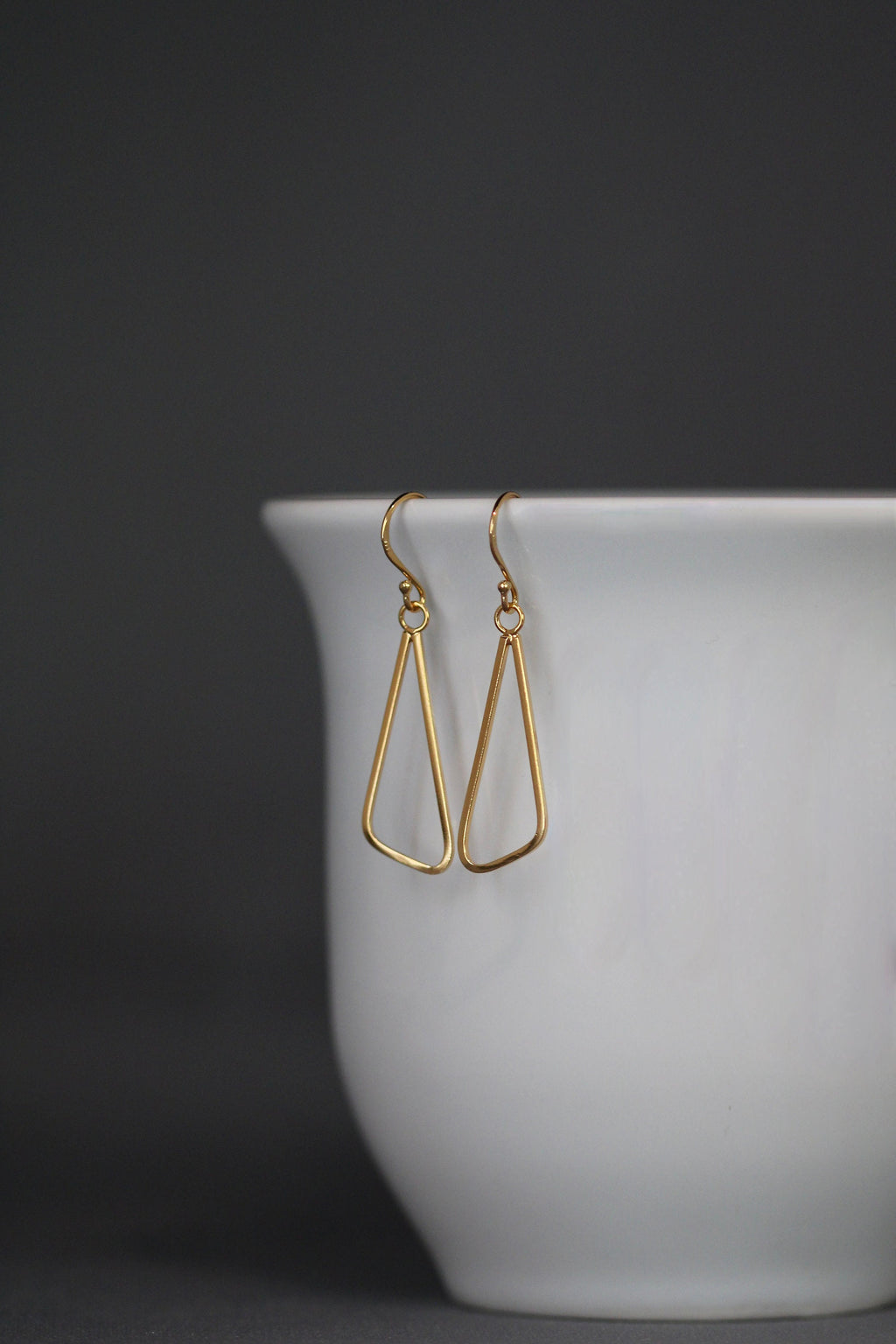 Gold Vermeil Geometric Triangle Dangle Earrings