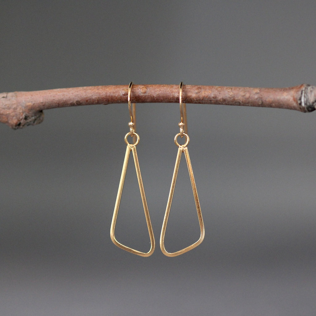 Gold Vermeil Geometric Triangle Dangle Earrings