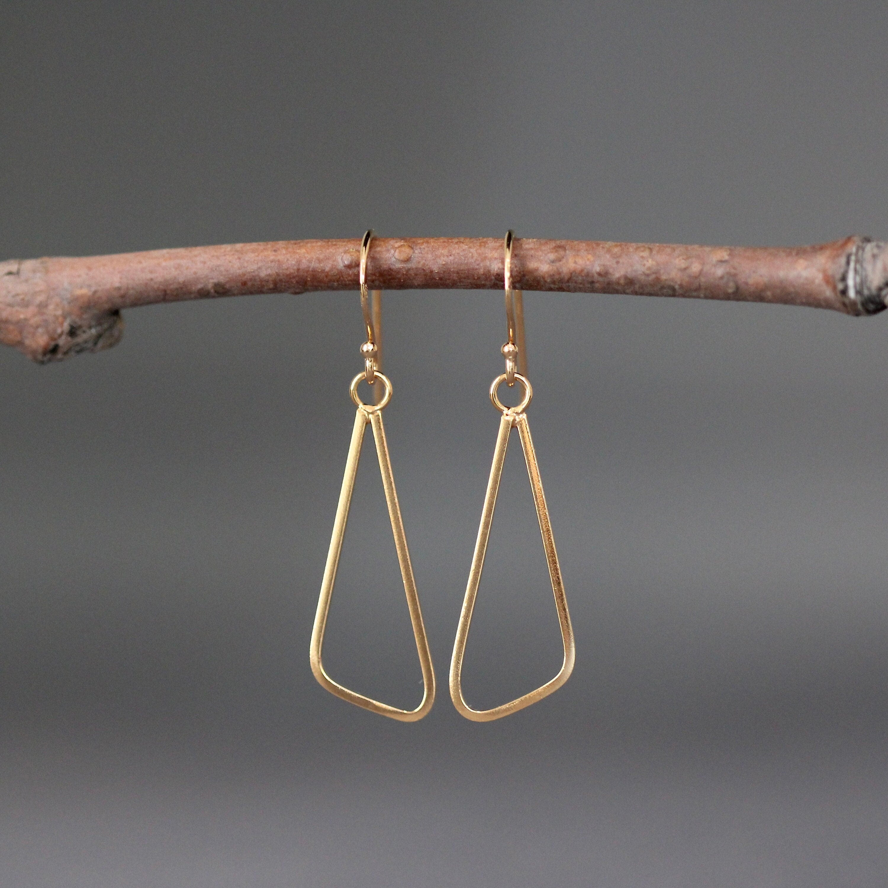 Gold Vermeil Geometric Triangle Dangle Earrings