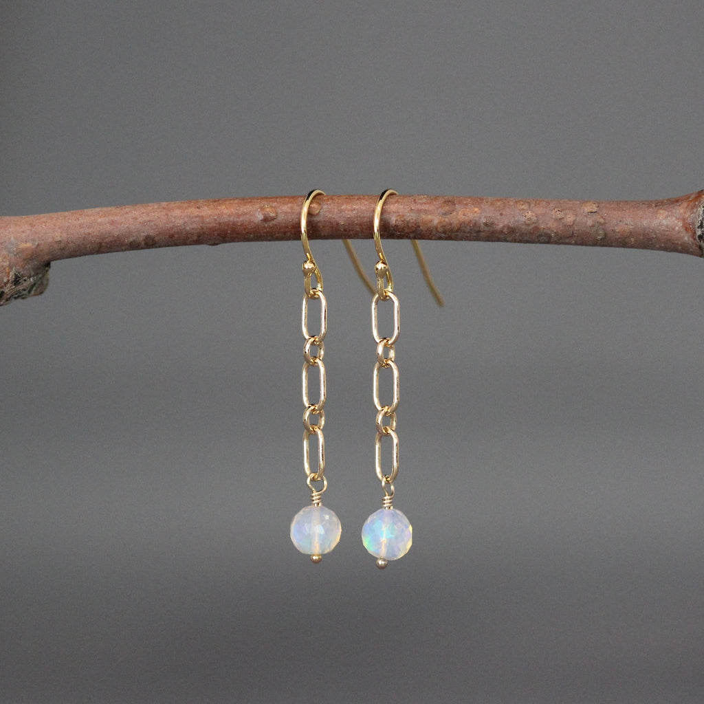 Ethiopian Opal Dangle Earrings on Gold Filled Links