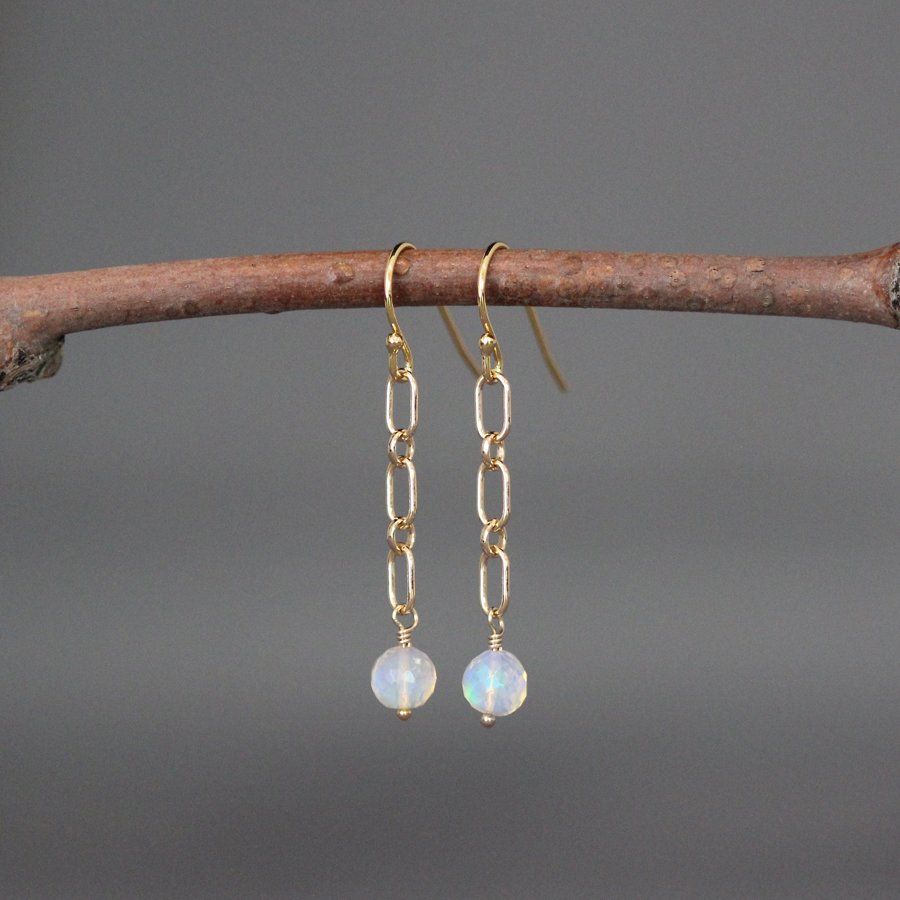 Ethiopian Opal Dangle Earrings on Gold Filled Links