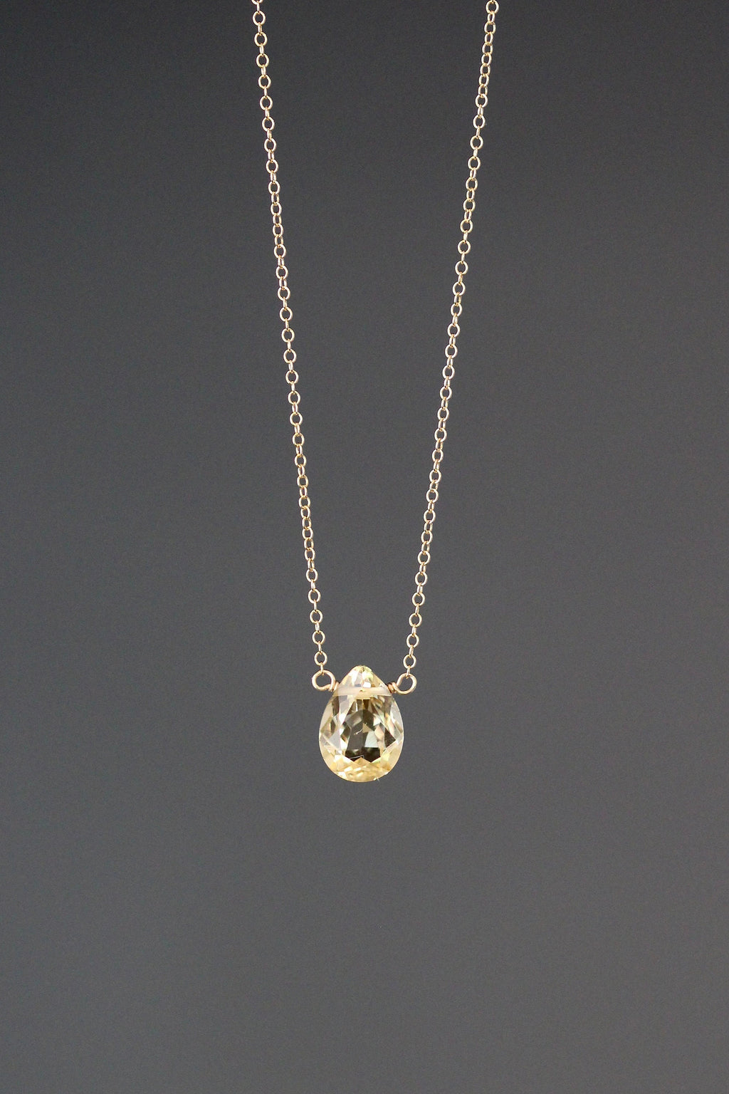 Citrine Pear-Shaped Gemstone Pendant Necklace in Gold